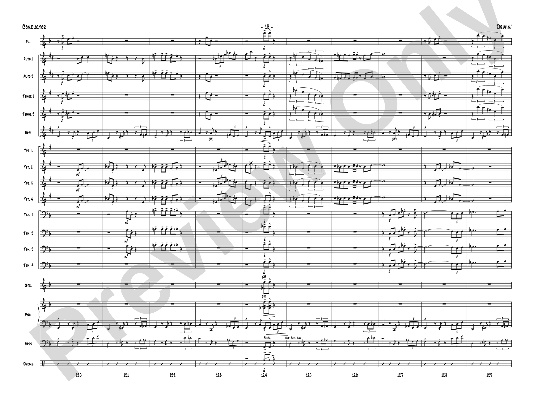 Drivin': Jazz Ensemble Conductor Score & Parts