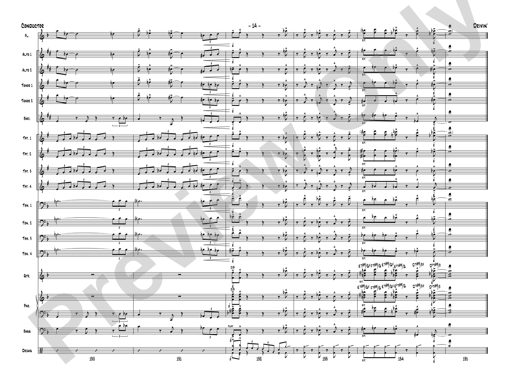 Drivin': Jazz Ensemble Conductor Score & Parts