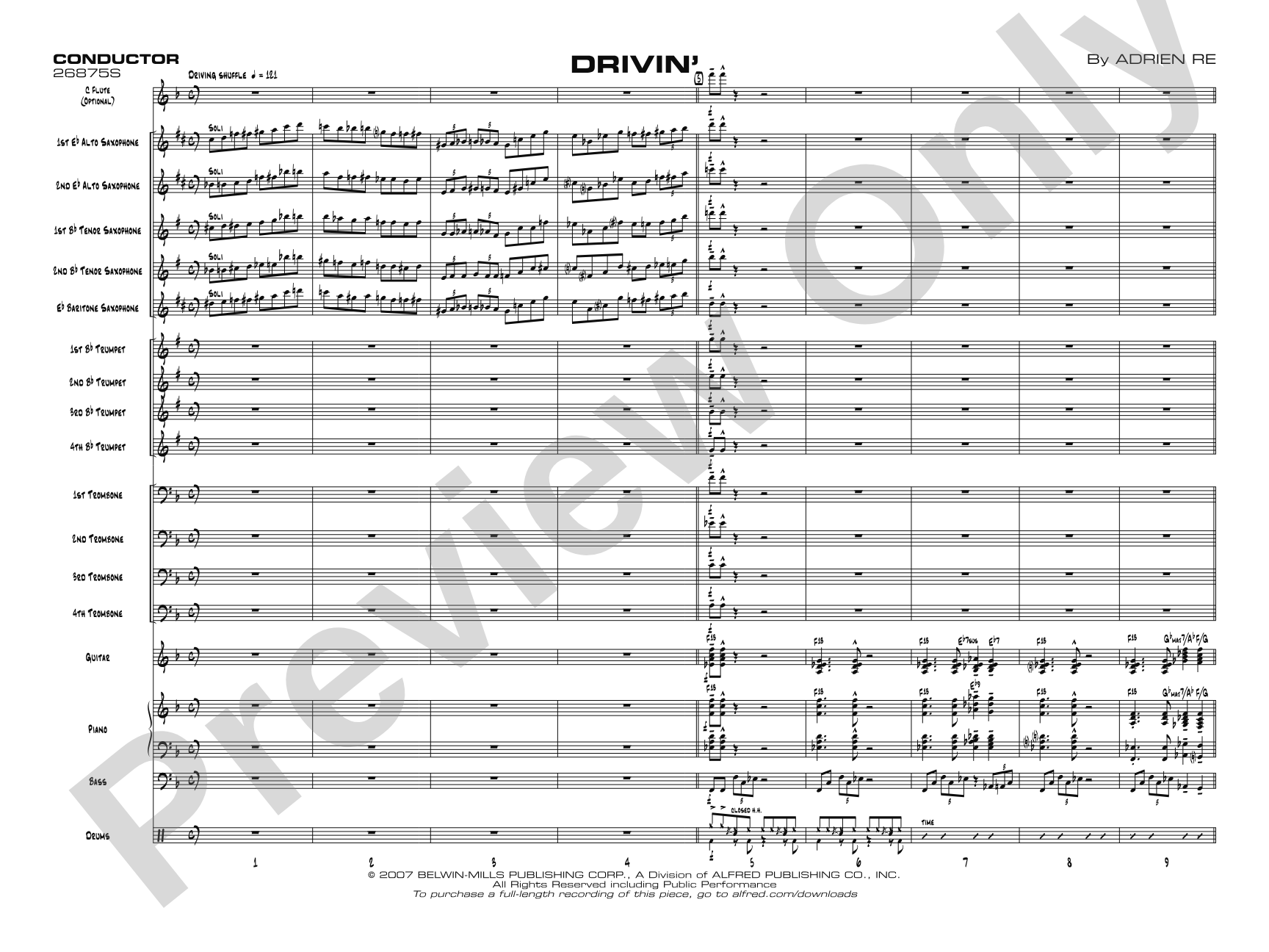 Drivin': Jazz Ensemble Conductor Score & Parts