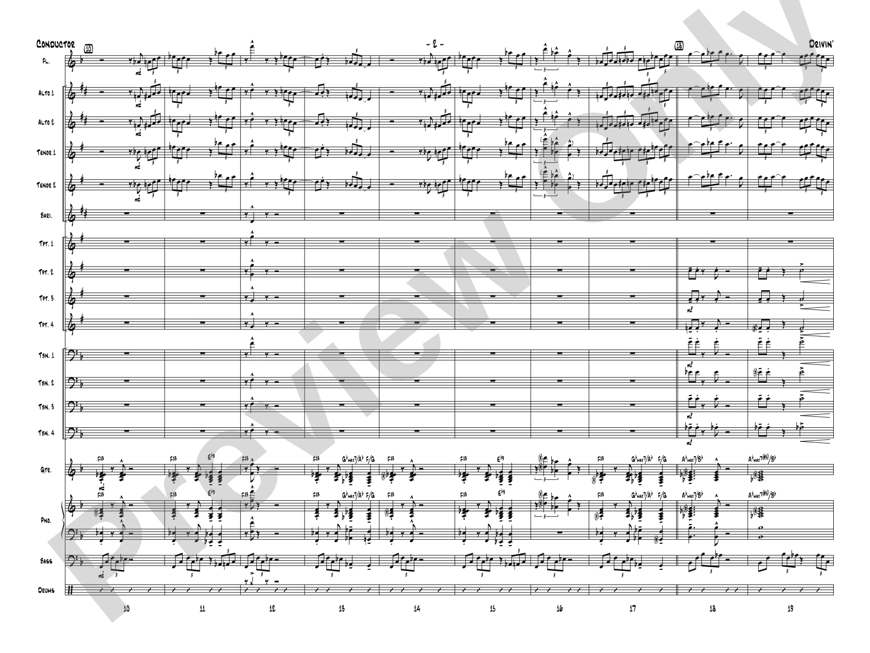 Drivin': Jazz Ensemble Conductor Score & Parts