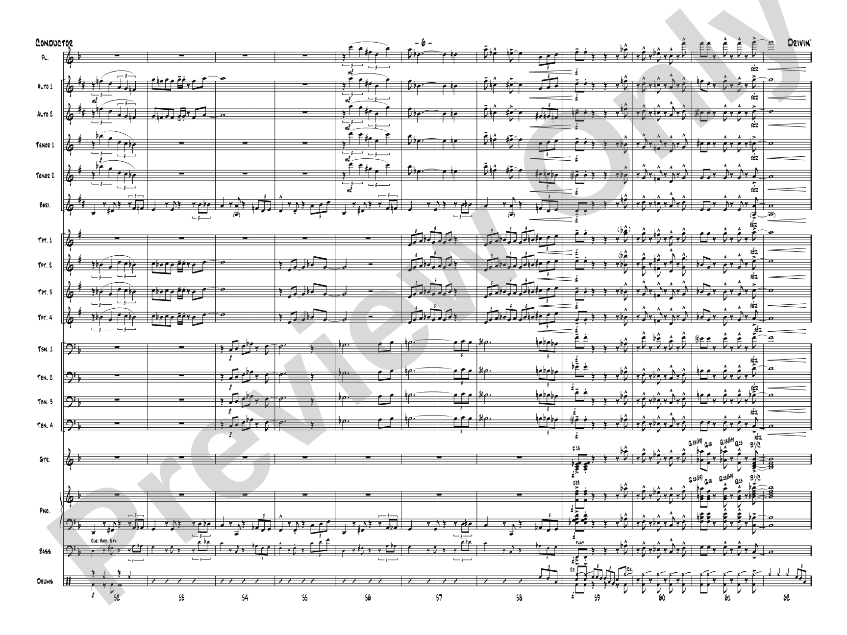 Drivin': Jazz Ensemble Conductor Score & Parts