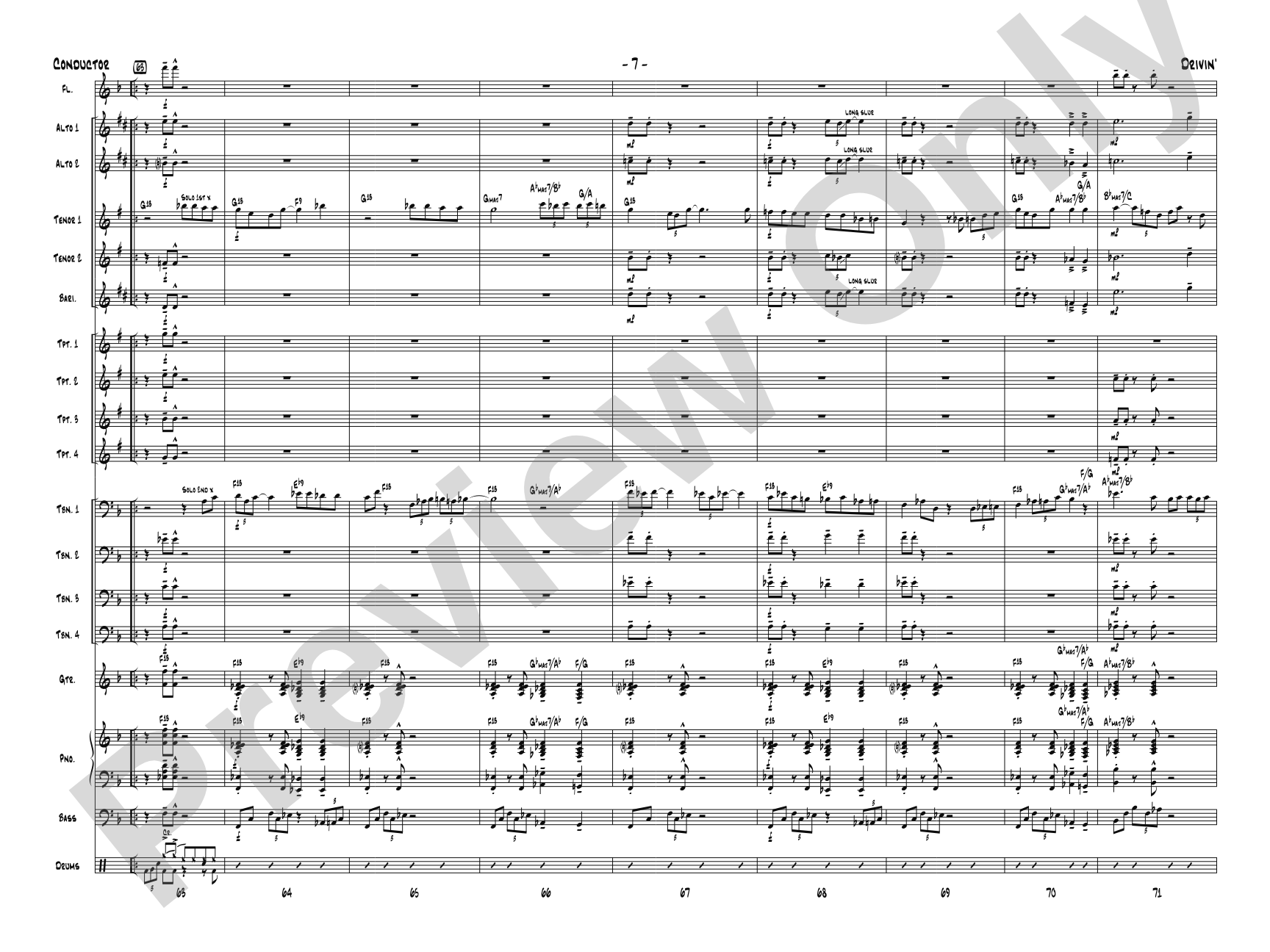 Drivin': Jazz Ensemble Conductor Score & Parts