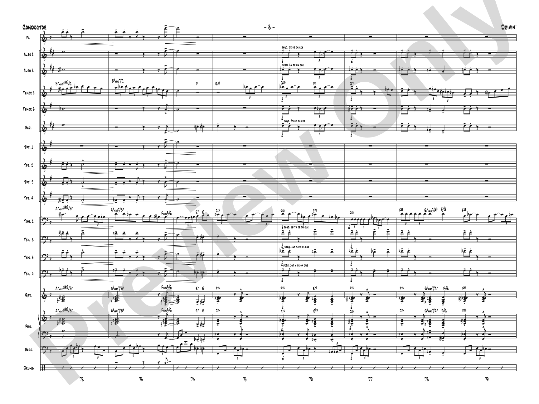 Drivin': Jazz Ensemble Conductor Score & Parts