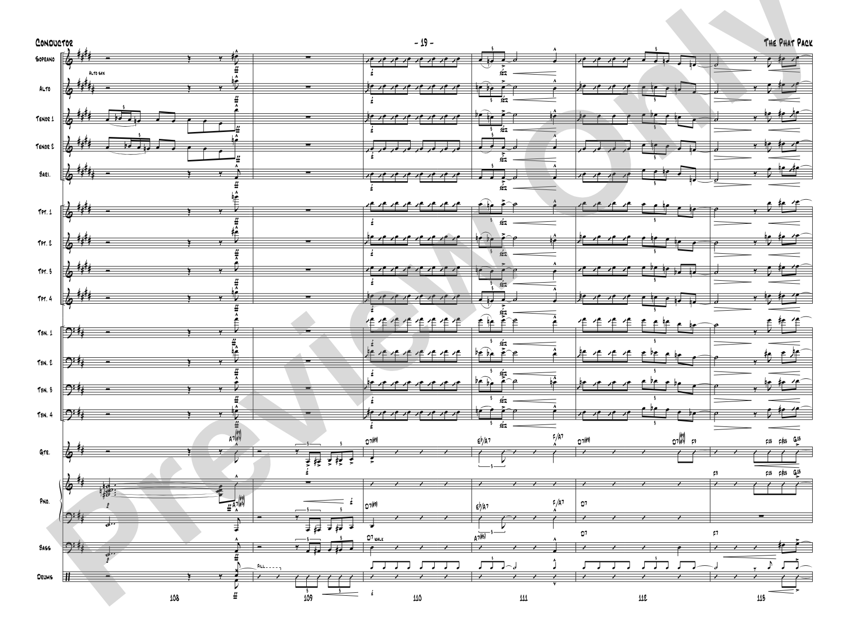 The Phat Pack: Jazz Ensemble Conductor Score & Parts