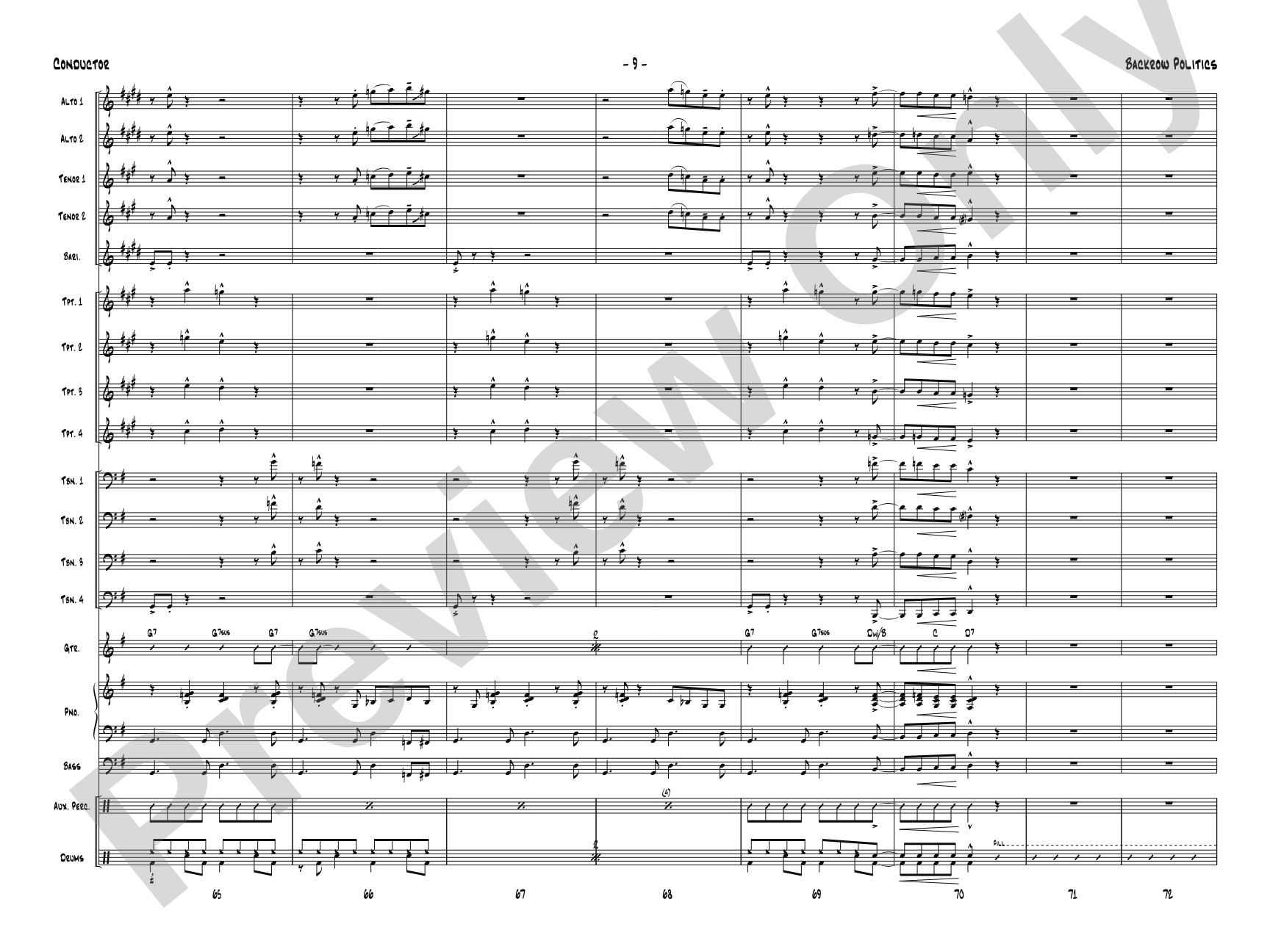 Backrow Politics: Jazz Ensemble Conductor Score & Parts