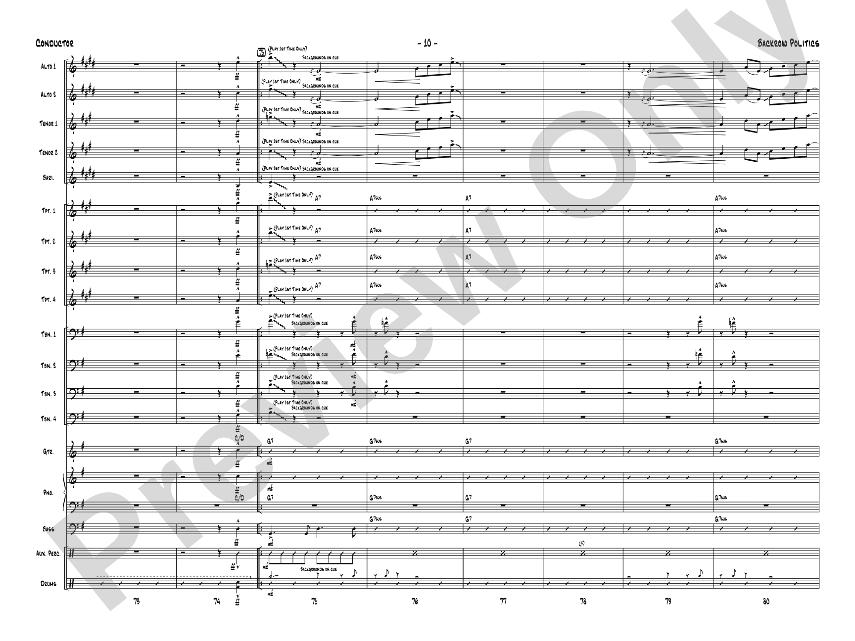 Backrow Politics: Jazz Ensemble Conductor Score & Parts