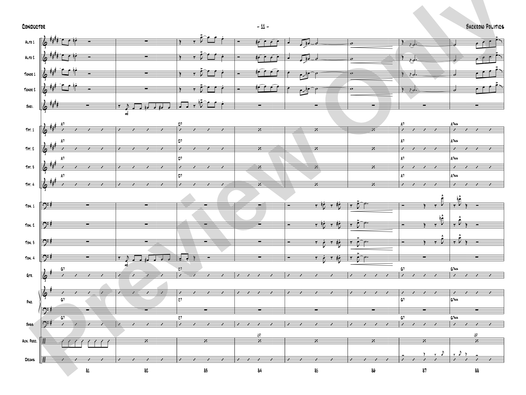 Backrow Politics: Jazz Ensemble Conductor Score & Parts