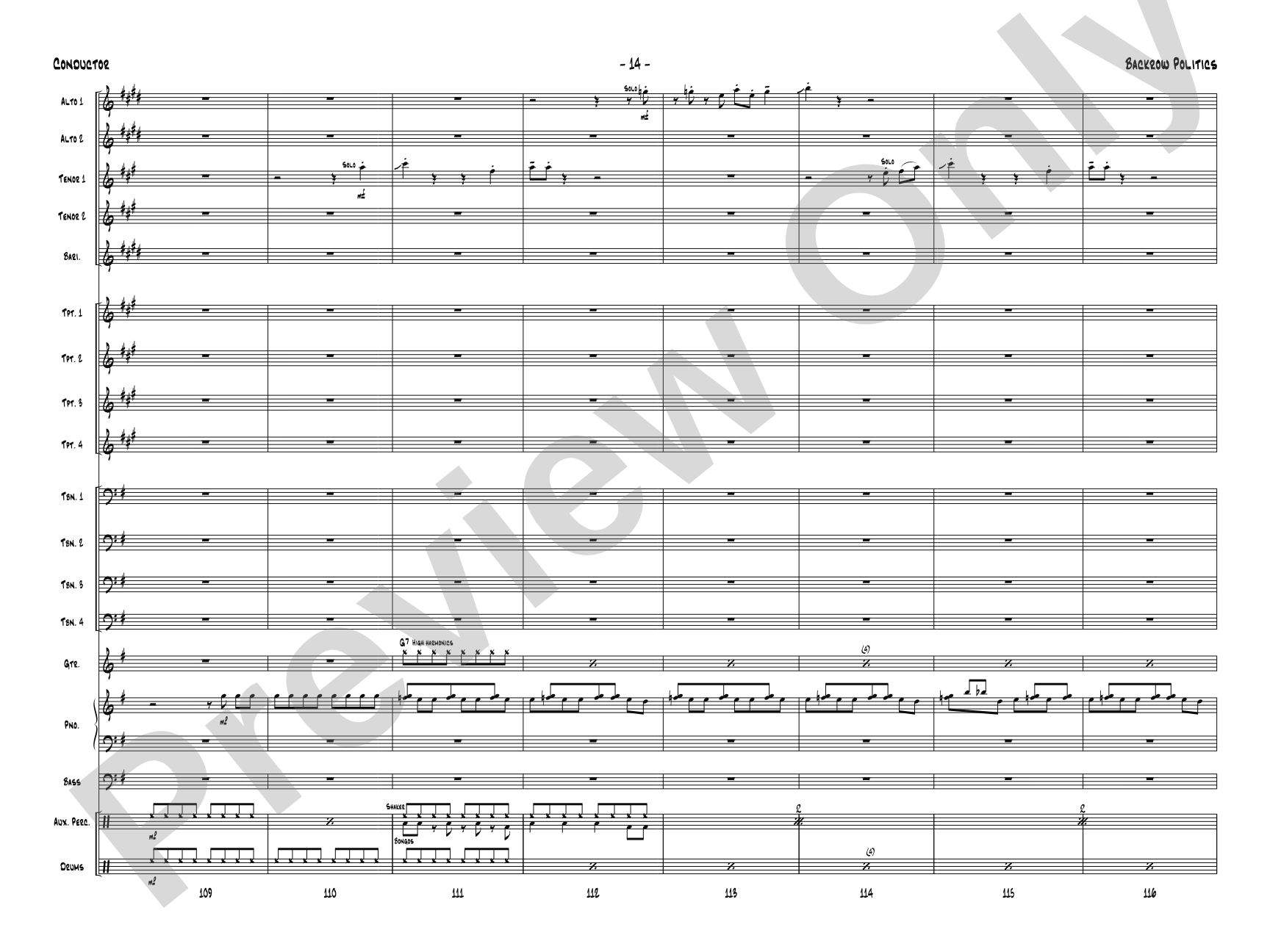 Backrow Politics: Jazz Ensemble Conductor Score & Parts