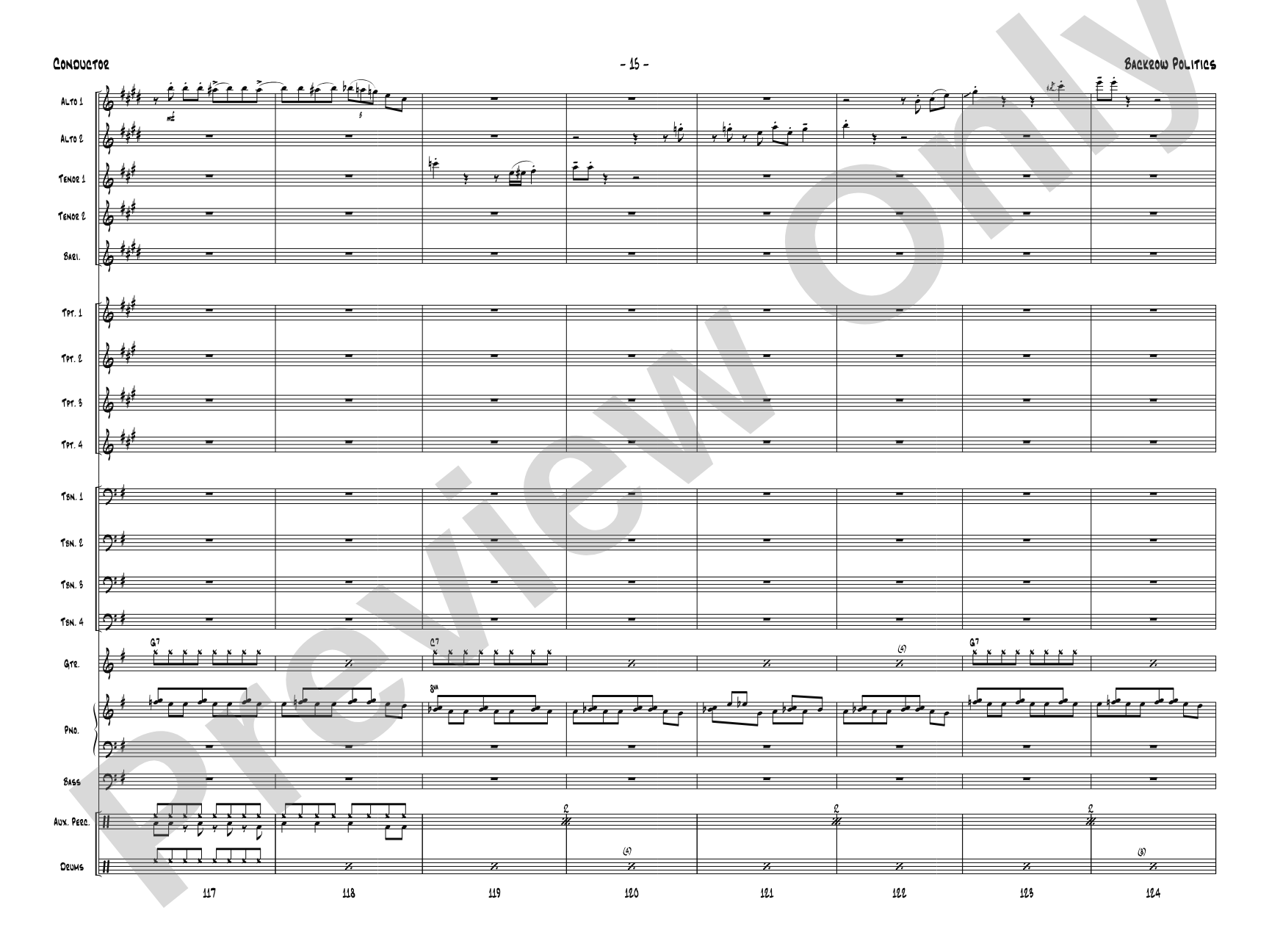Backrow Politics: Jazz Ensemble Conductor Score & Parts