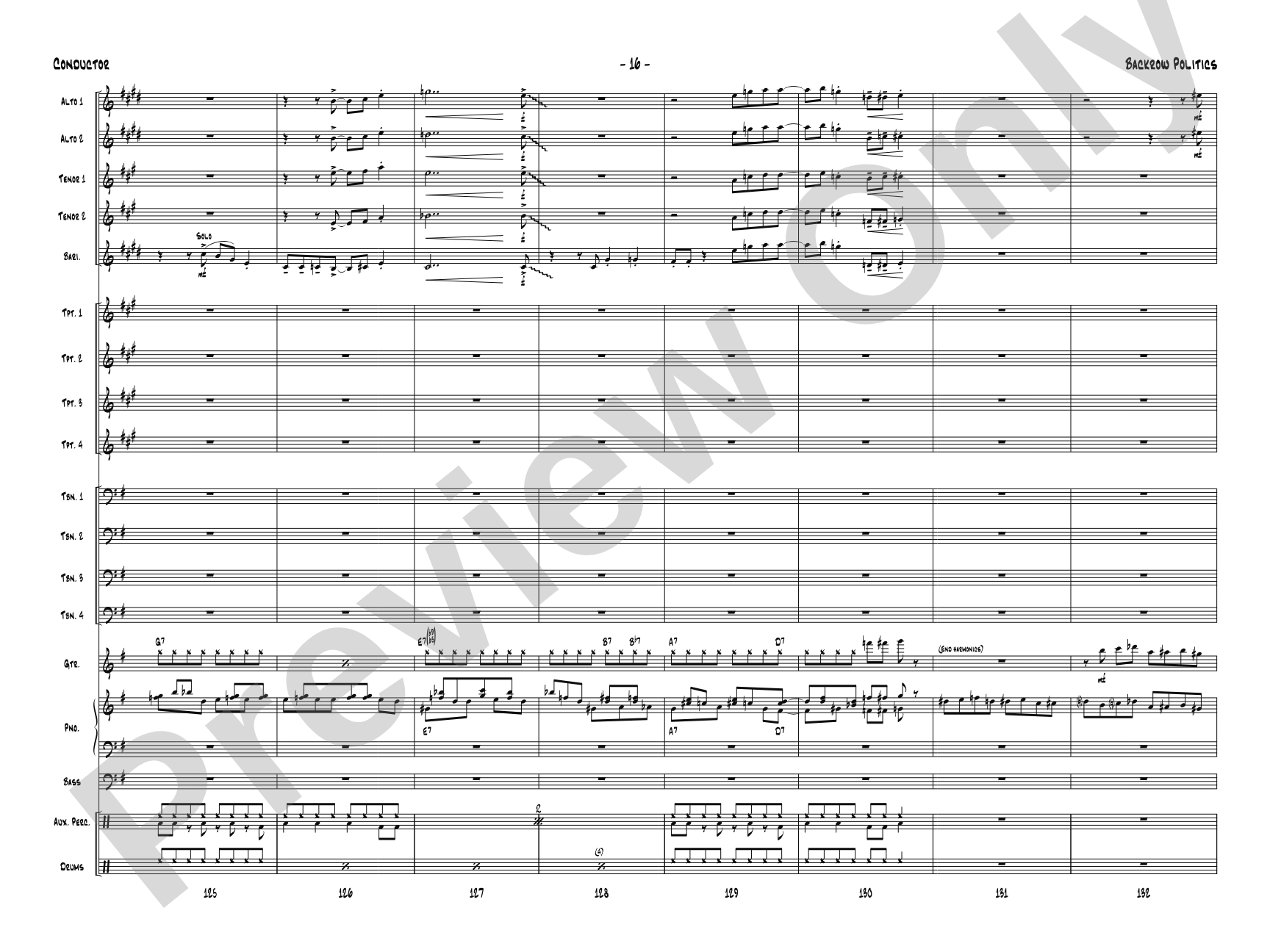 Backrow Politics: Jazz Ensemble Conductor Score & Parts