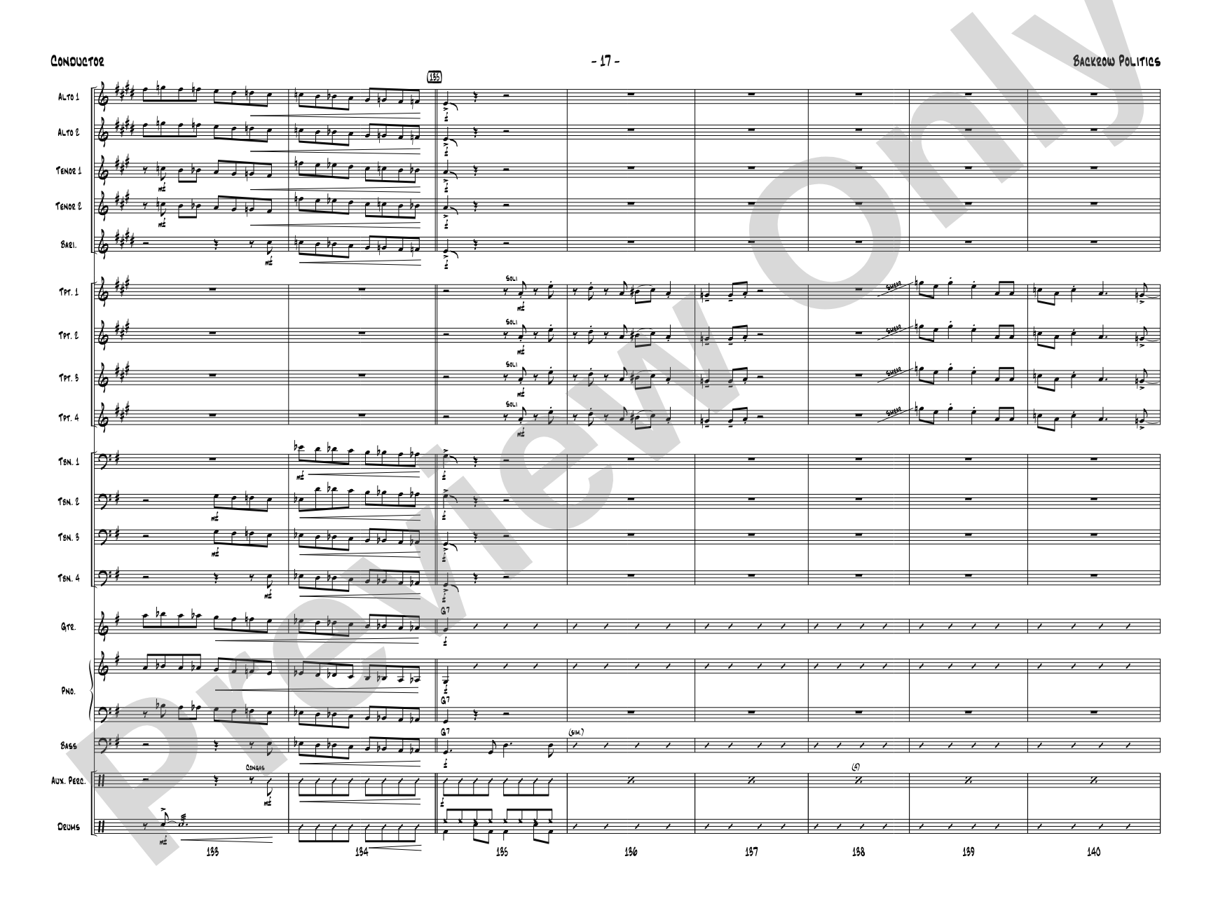 Backrow Politics: Jazz Ensemble Conductor Score & Parts