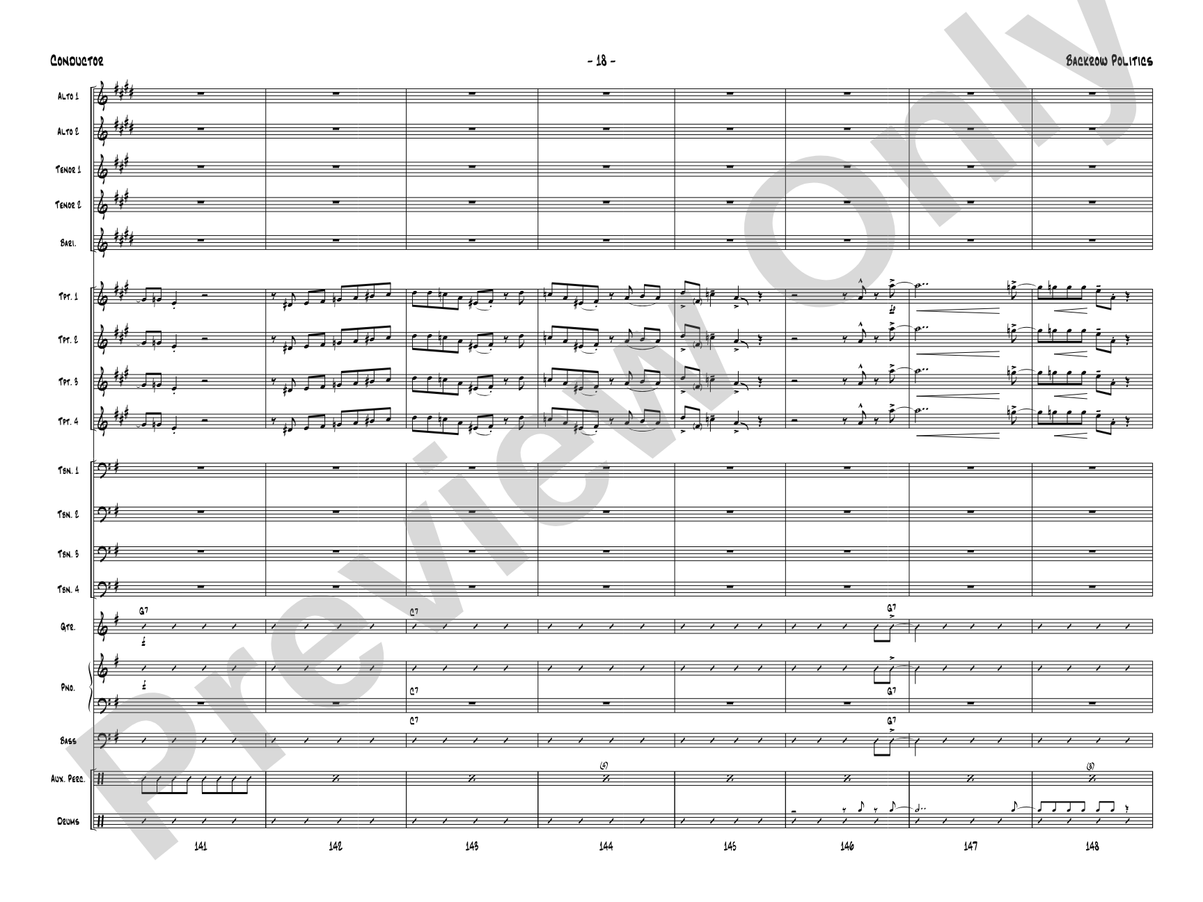 Backrow Politics: Jazz Ensemble Conductor Score & Parts