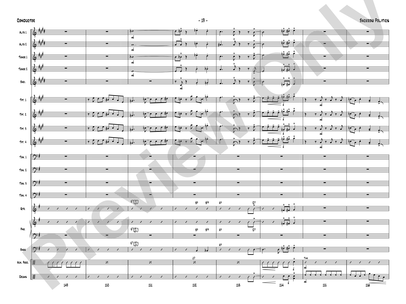 Backrow Politics: Jazz Ensemble Conductor Score & Parts