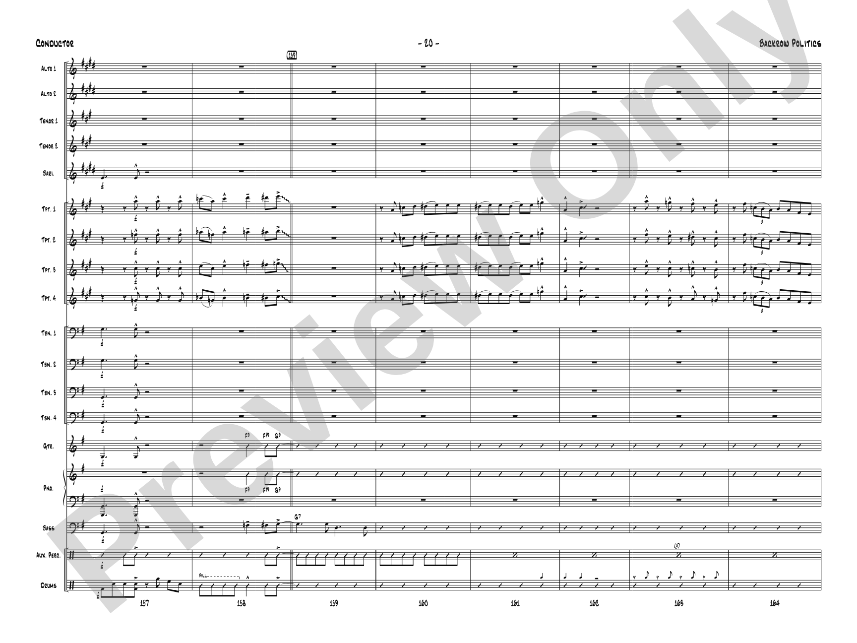 Backrow Politics: Jazz Ensemble Conductor Score & Parts
