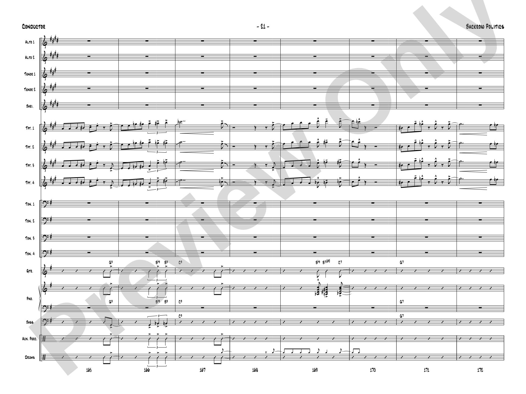 Backrow Politics: Jazz Ensemble Conductor Score & Parts