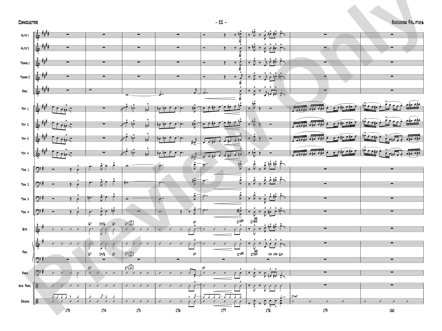 Backrow Politics: Jazz Ensemble Conductor Score & Parts