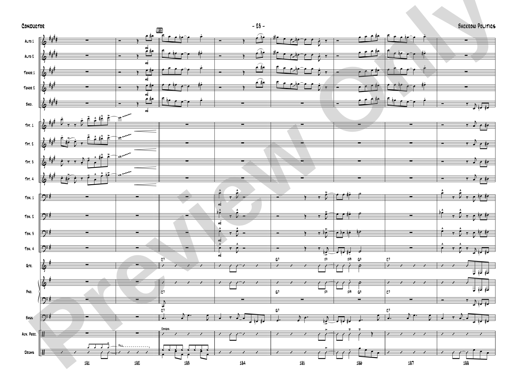 Backrow Politics: Jazz Ensemble Conductor Score & Parts