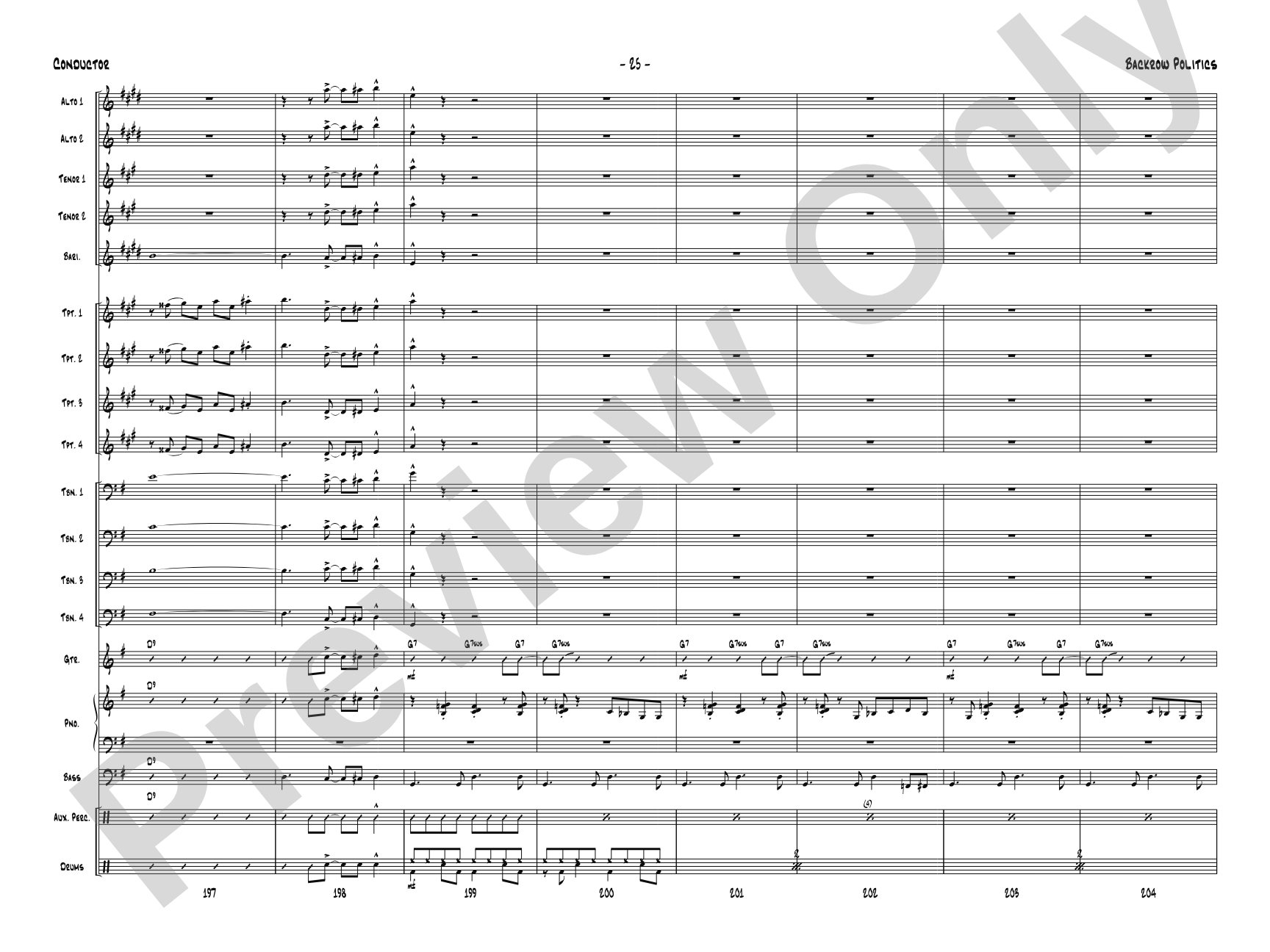 Backrow Politics: Jazz Ensemble Conductor Score & Parts