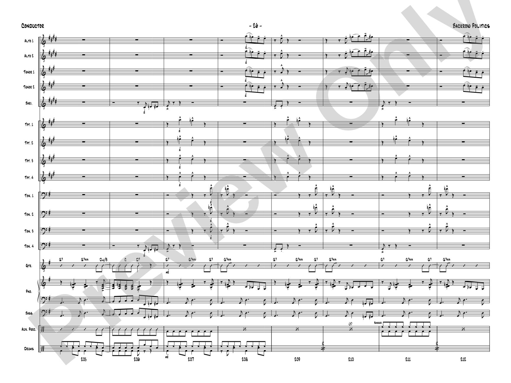 Backrow Politics: Jazz Ensemble Conductor Score & Parts