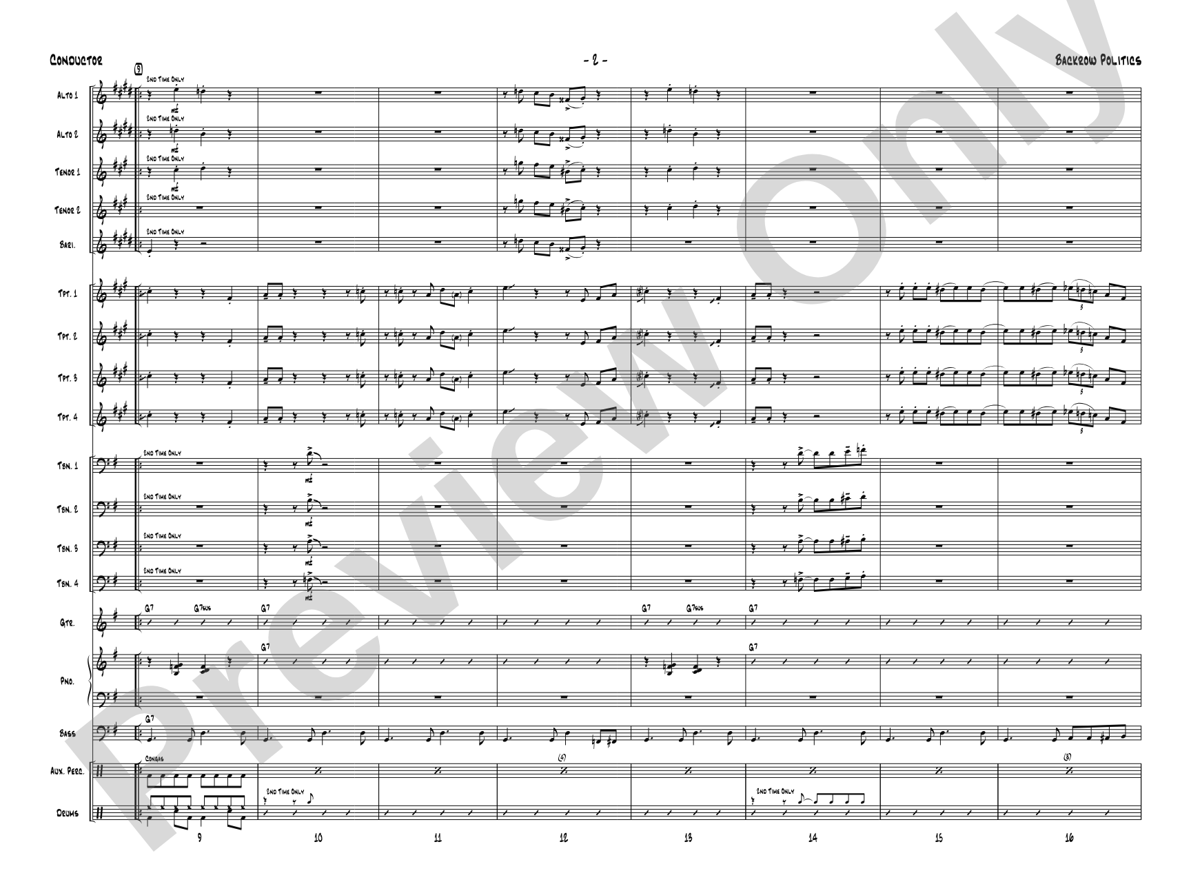 Backrow Politics: Jazz Ensemble Conductor Score & Parts
