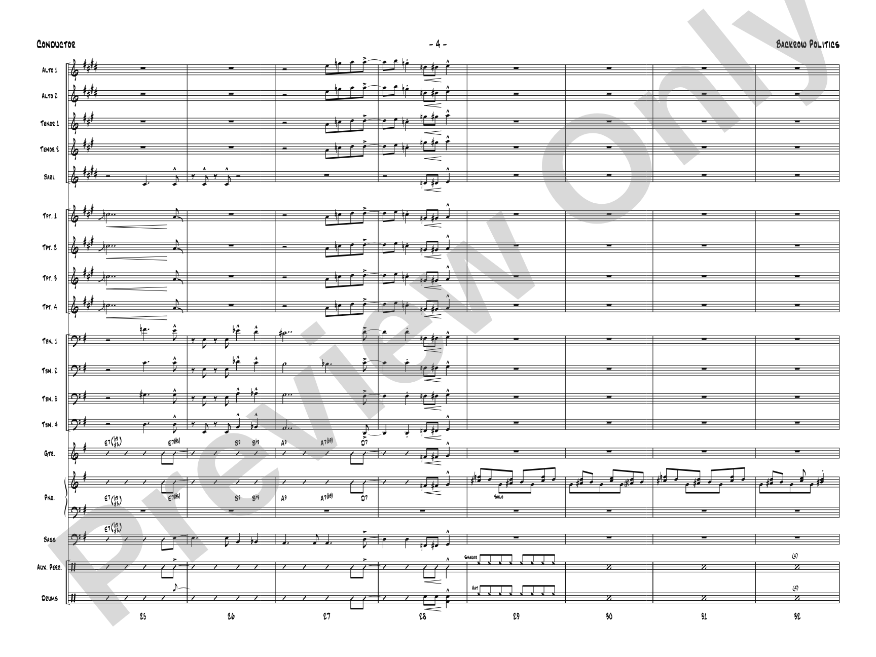 Backrow Politics: Jazz Ensemble Conductor Score & Parts