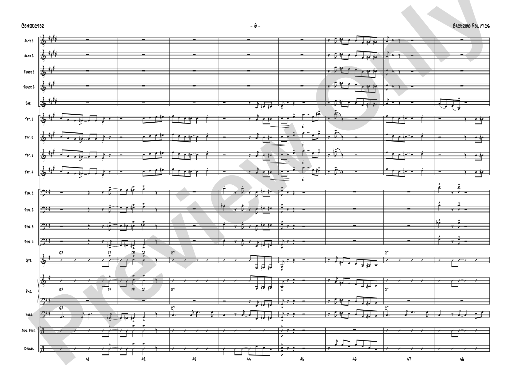 Backrow Politics: Jazz Ensemble Conductor Score & Parts