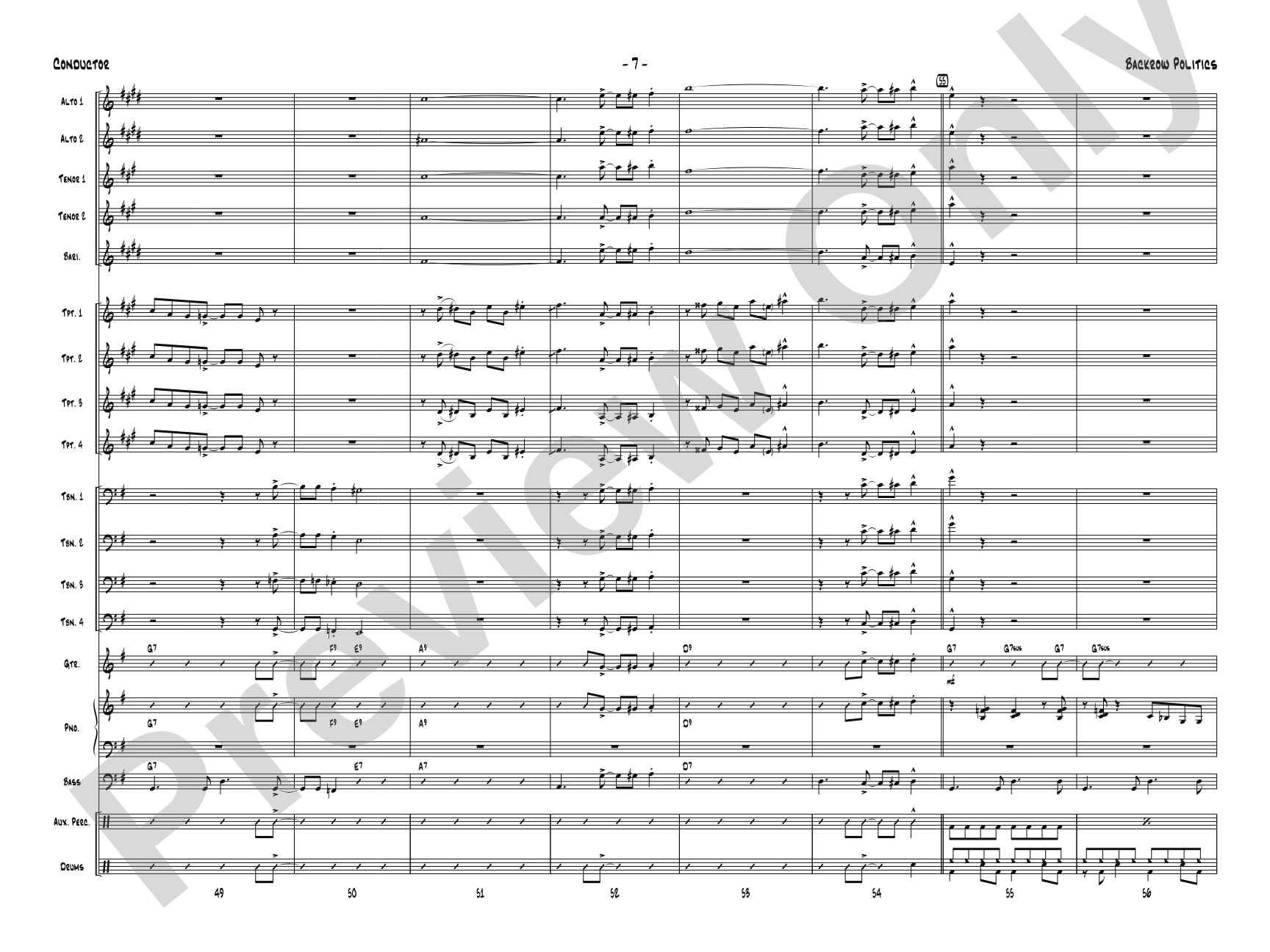 Backrow Politics: Jazz Ensemble Conductor Score & Parts