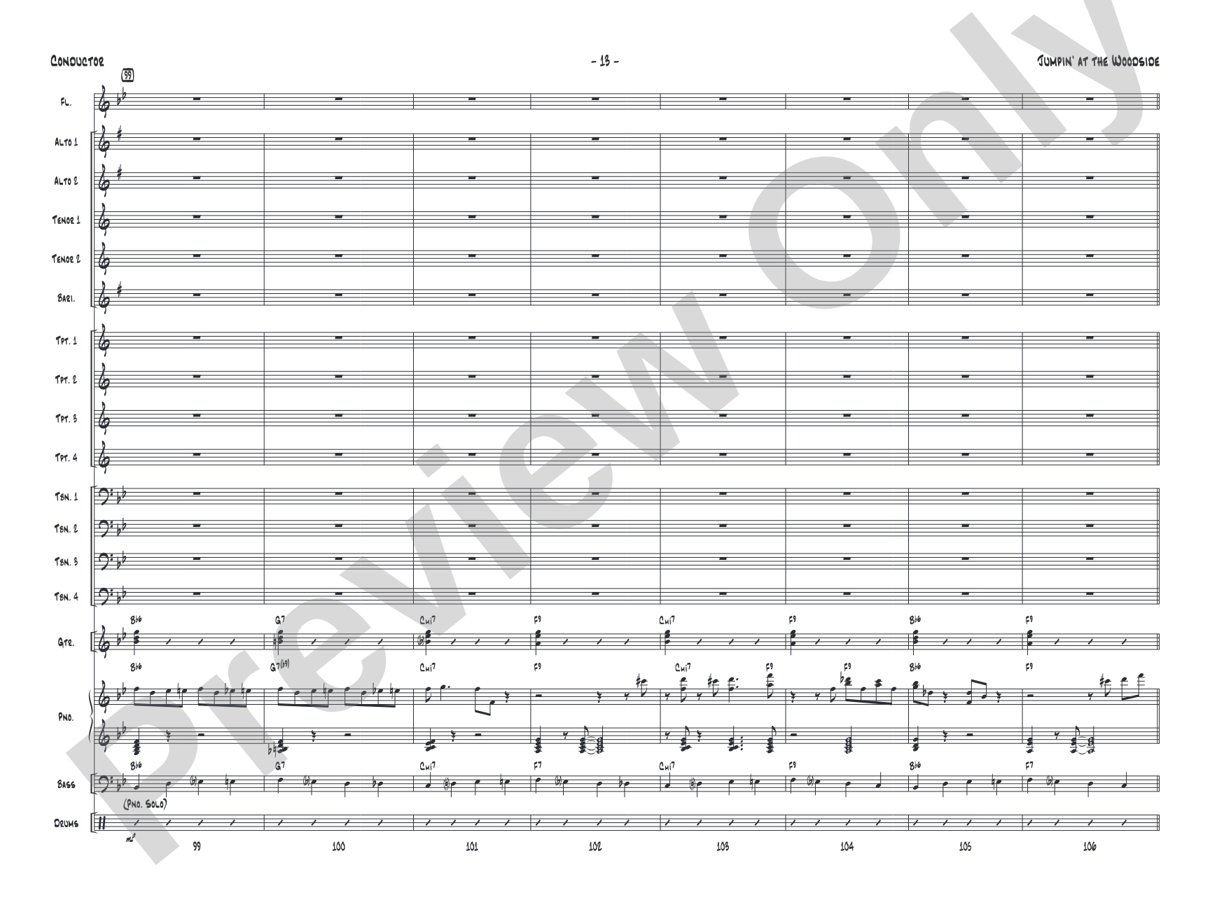 Jumpin' at the Woodside: Jazz Ensemble Conductor Score & Parts