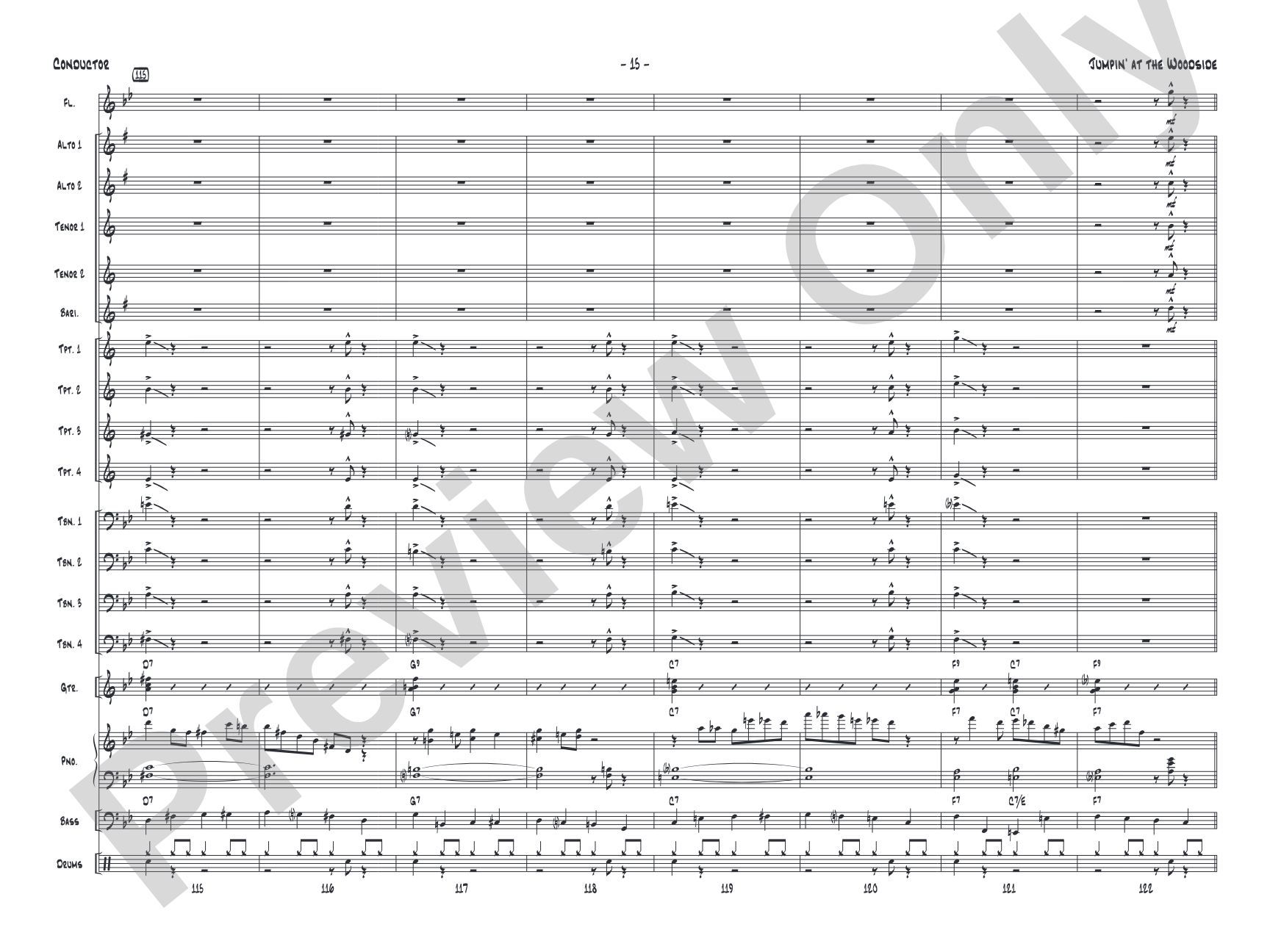 Jumpin' at the Woodside: Jazz Ensemble Conductor Score & Parts