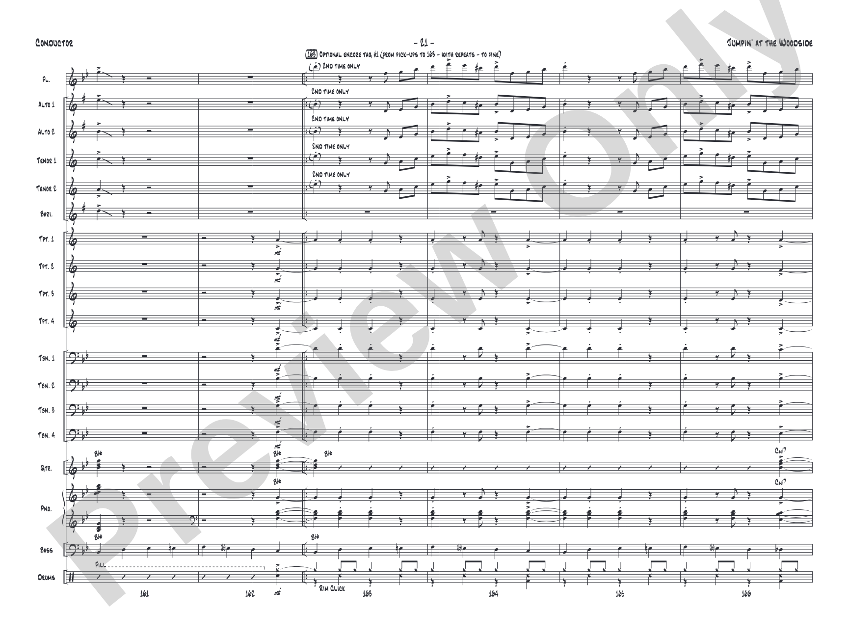 Jumpin' at the Woodside: Jazz Ensemble Conductor Score & Parts