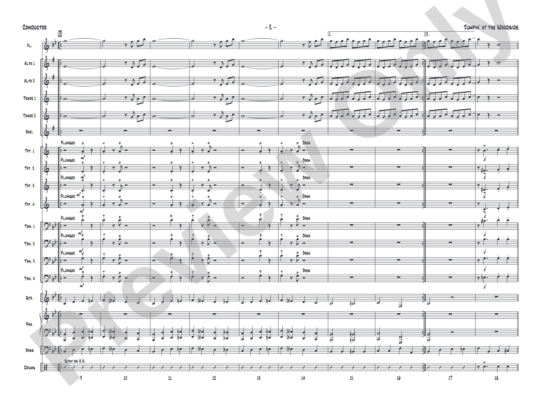 Jumpin' at the Woodside: Jazz Ensemble Conductor Score & Parts