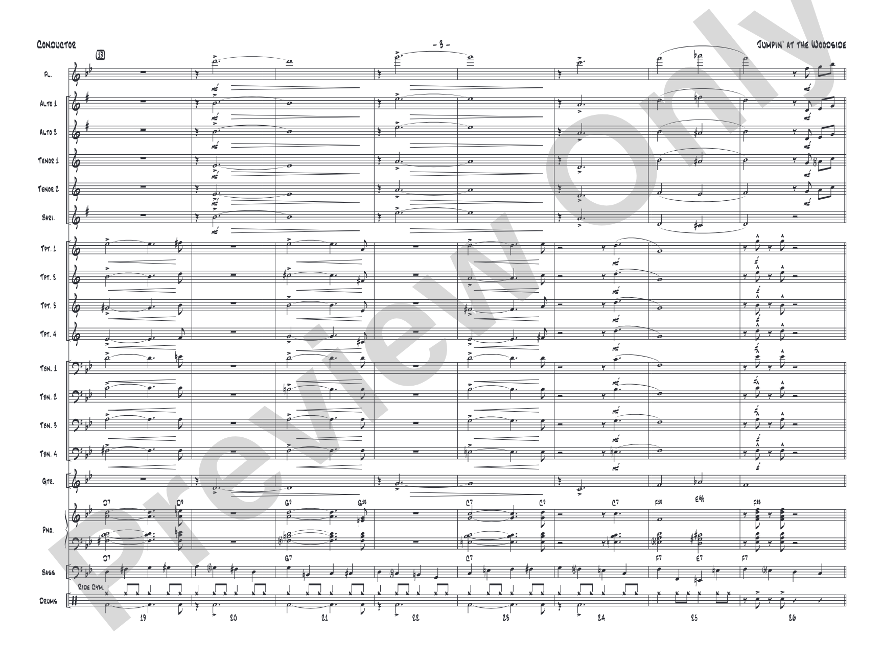 Jumpin' at the Woodside: Jazz Ensemble Conductor Score & Parts