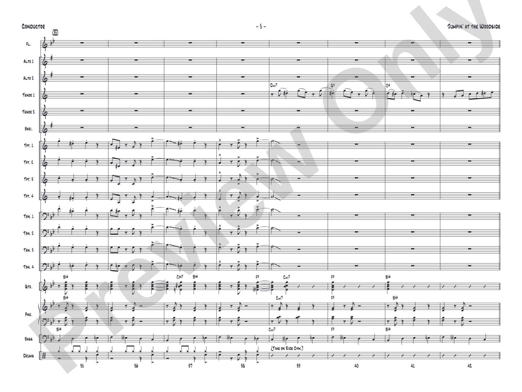 Jumpin' at the Woodside: Jazz Ensemble Conductor Score & Parts