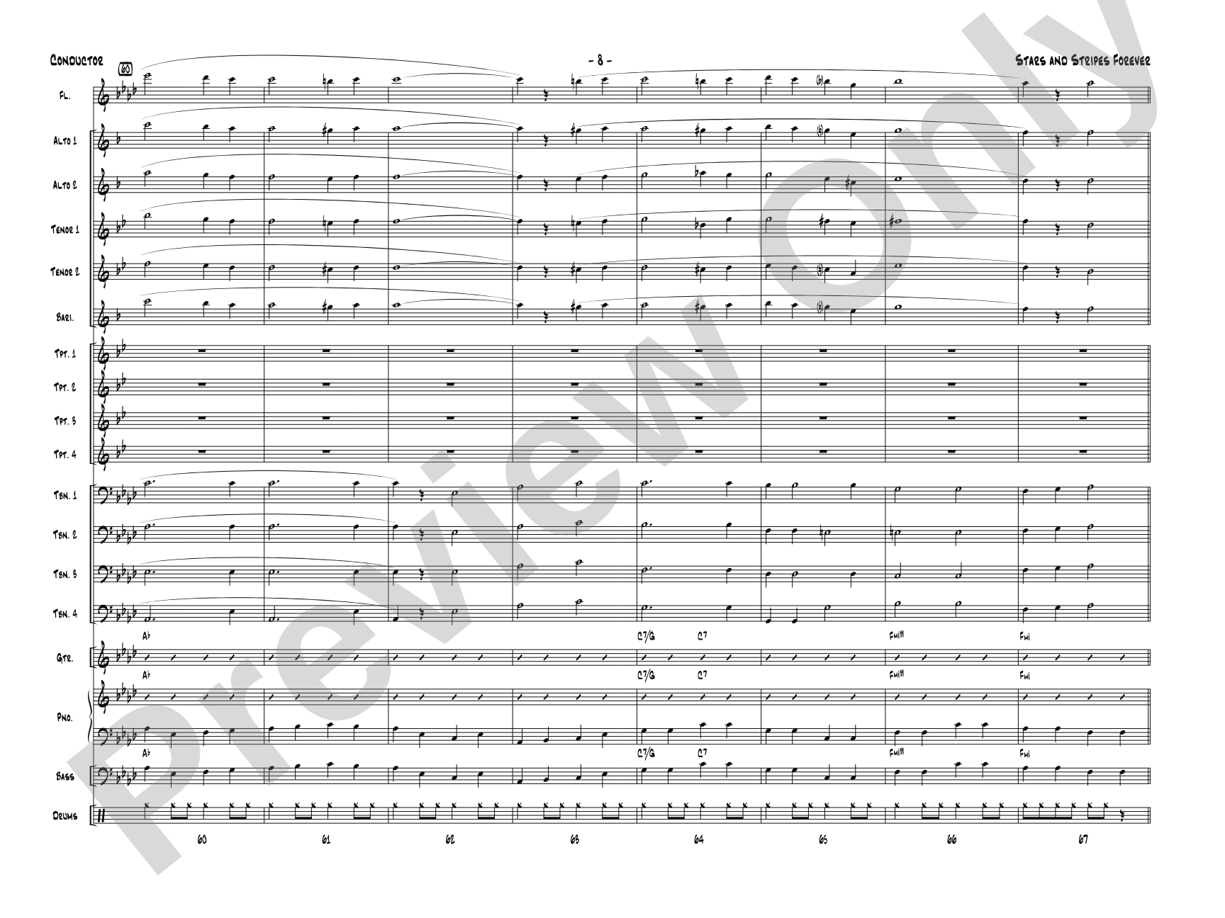 Stars and Stripes Forever: Jazz Ensemble Conductor Score & Parts