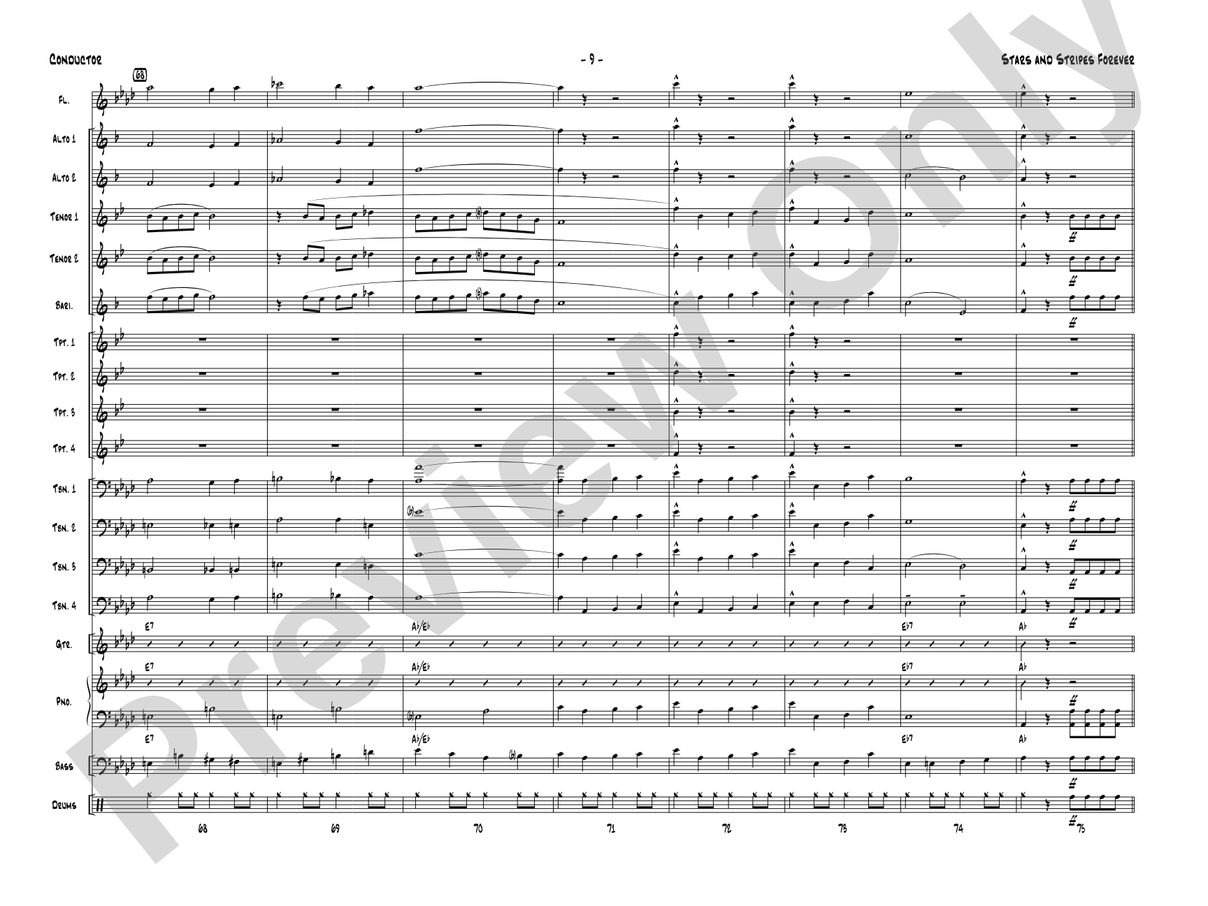 Stars and Stripes Forever: Jazz Ensemble Conductor Score & Parts