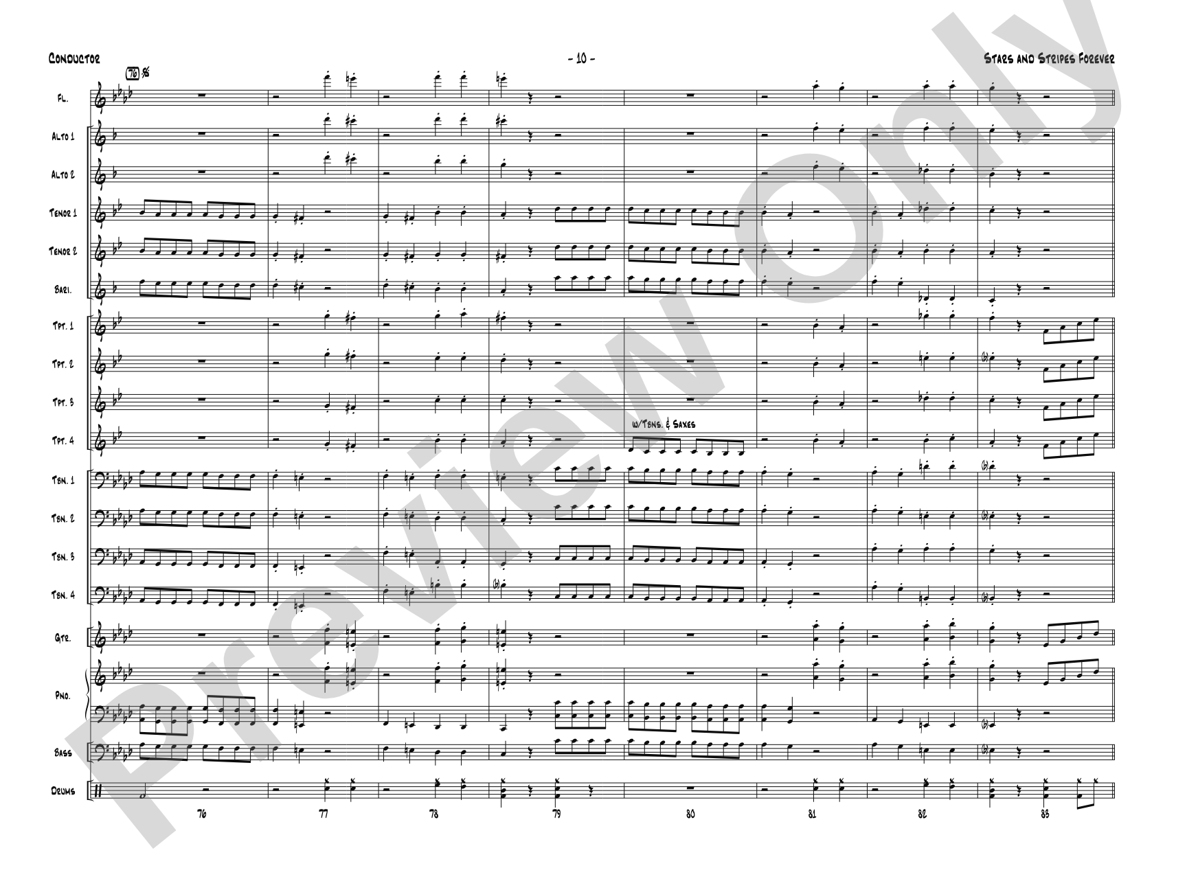 Stars and Stripes Forever: Jazz Ensemble Conductor Score & Parts