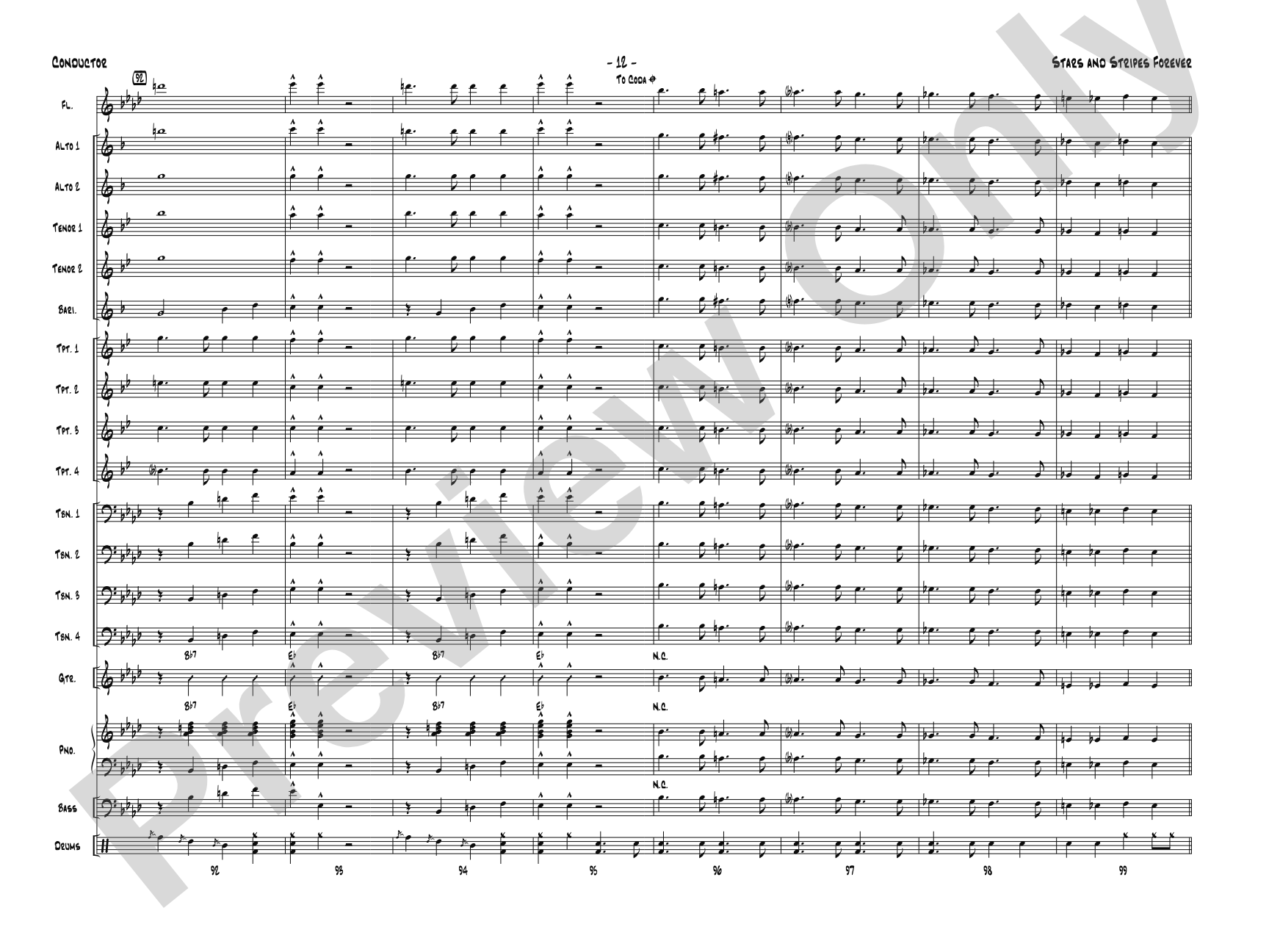 Stars and Stripes Forever: Jazz Ensemble Conductor Score & Parts