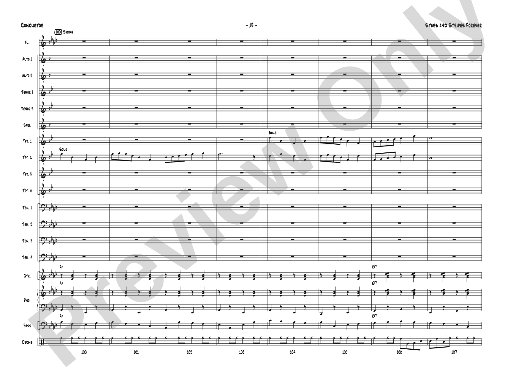 Stars and Stripes Forever: Jazz Ensemble Conductor Score & Parts
