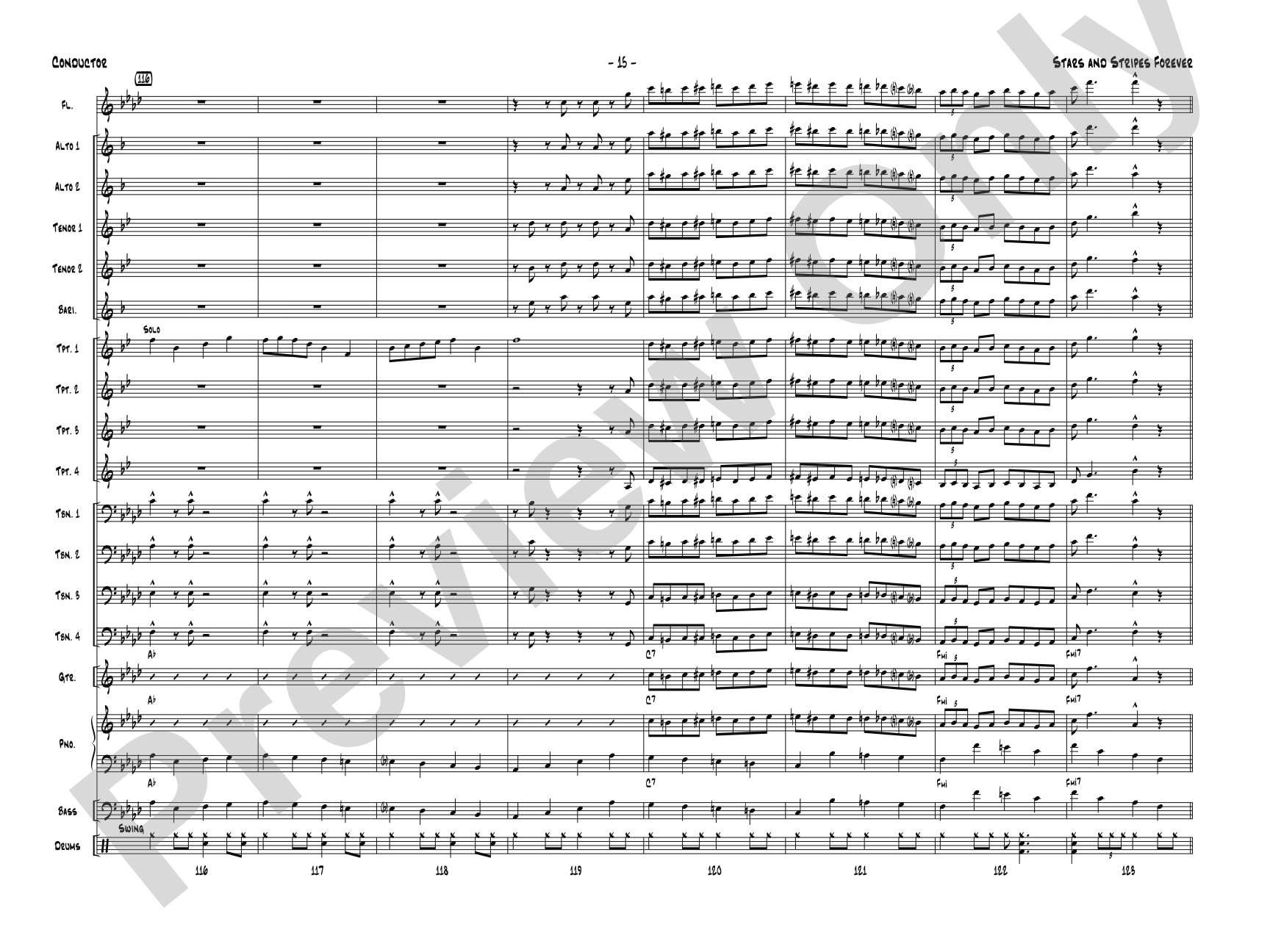Stars and Stripes Forever: Jazz Ensemble Conductor Score & Parts