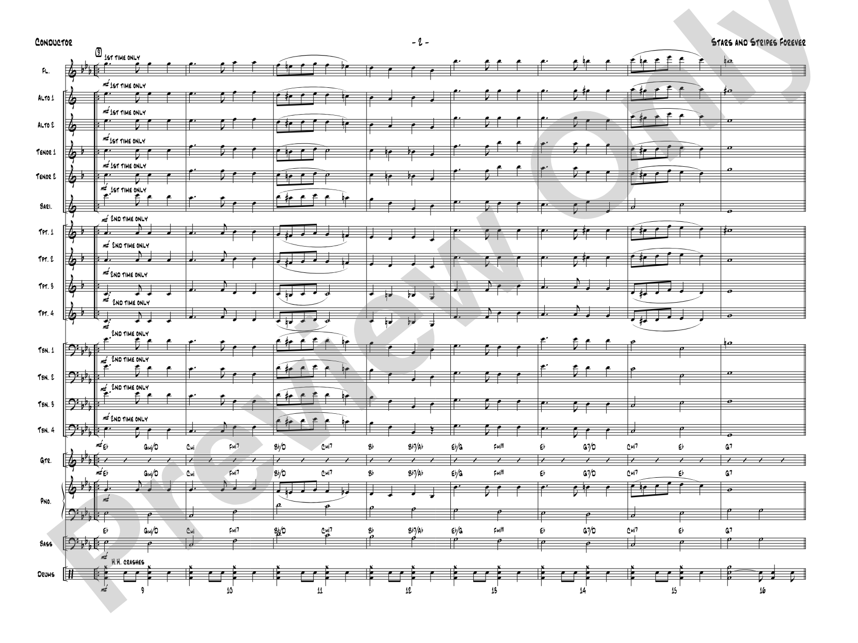 Stars and Stripes Forever: Jazz Ensemble Conductor Score & Parts