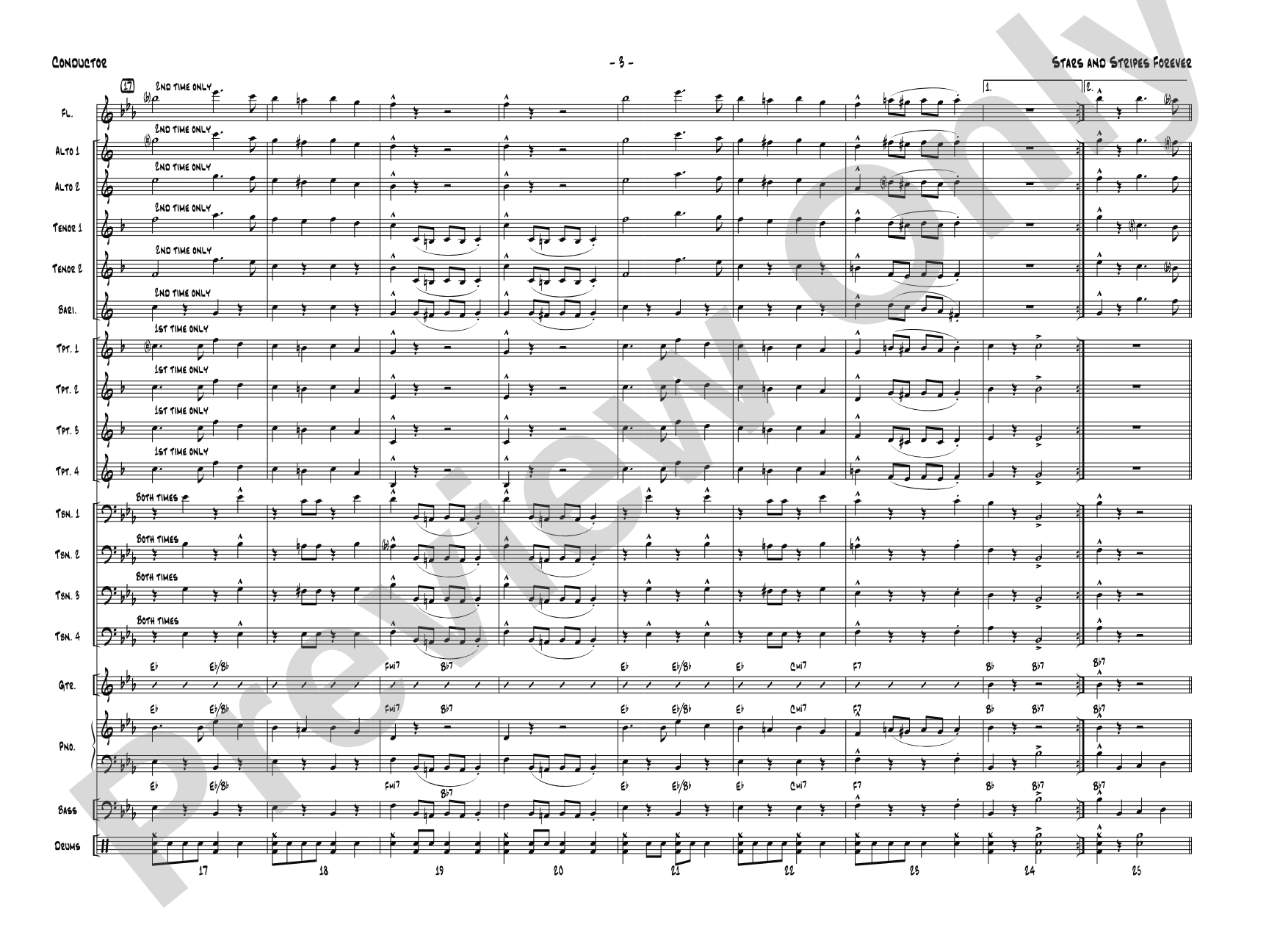 Stars and Stripes Forever: Jazz Ensemble Conductor Score & Parts