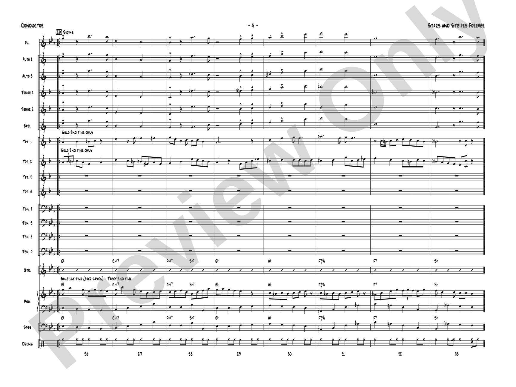 Stars and Stripes Forever: Jazz Ensemble Conductor Score & Parts