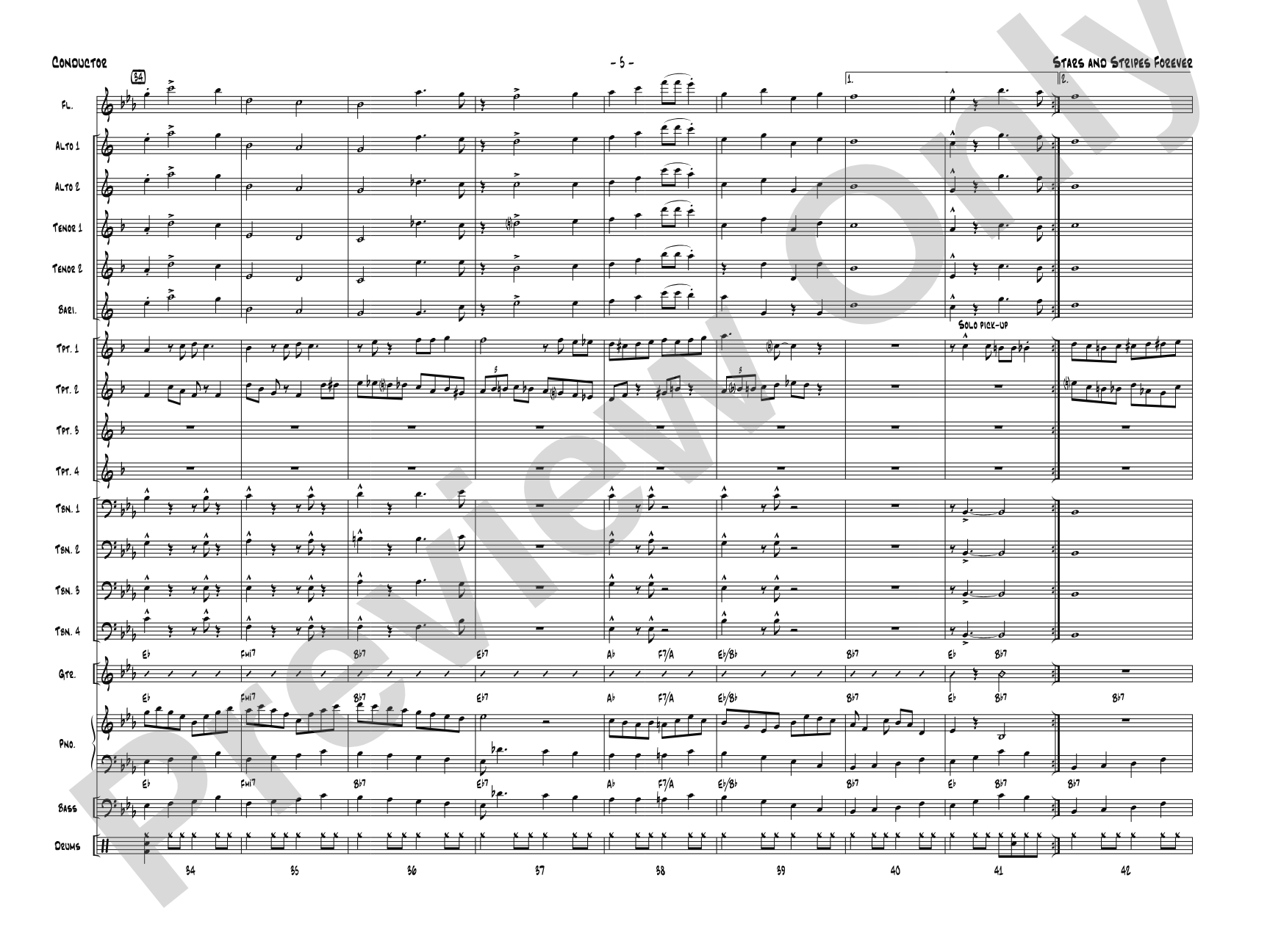 Stars and Stripes Forever: Jazz Ensemble Conductor Score & Parts