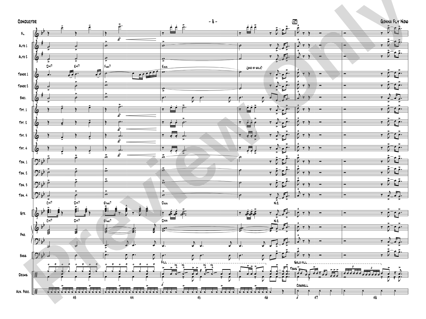 Gonna Fly Now: Jazz Ensemble Conductor Score & Parts