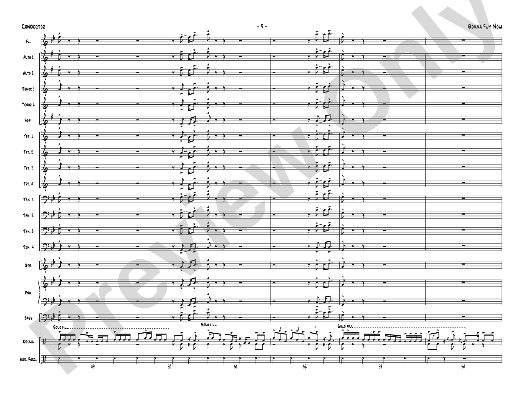 Gonna Fly Now: Jazz Ensemble Conductor Score & Parts