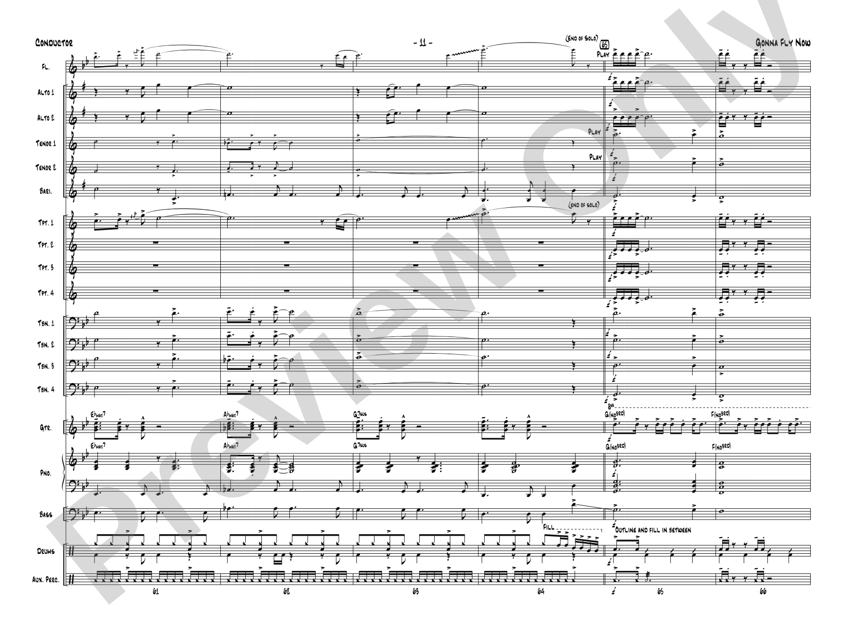 Gonna Fly Now: Jazz Ensemble Conductor Score & Parts