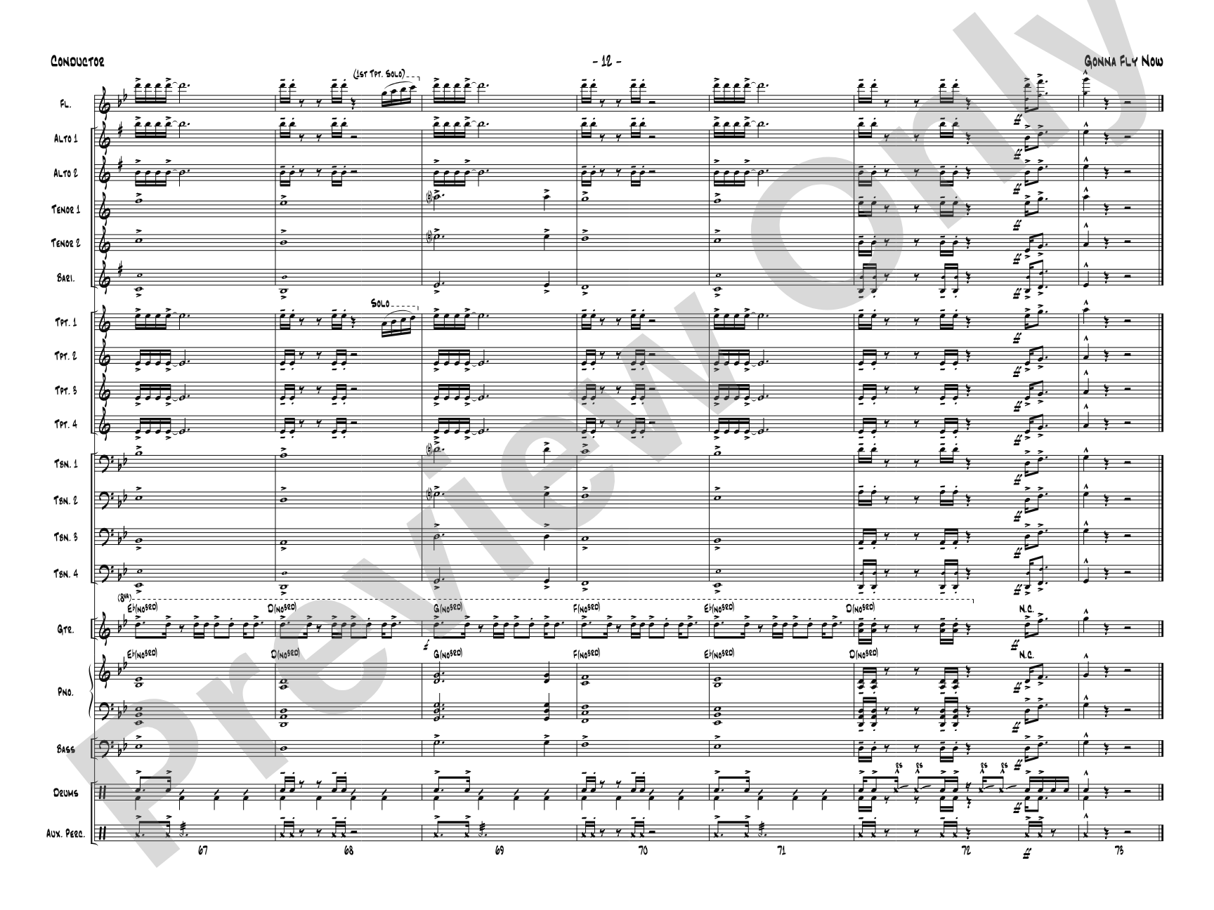 Gonna Fly Now: Jazz Ensemble Conductor Score & Parts