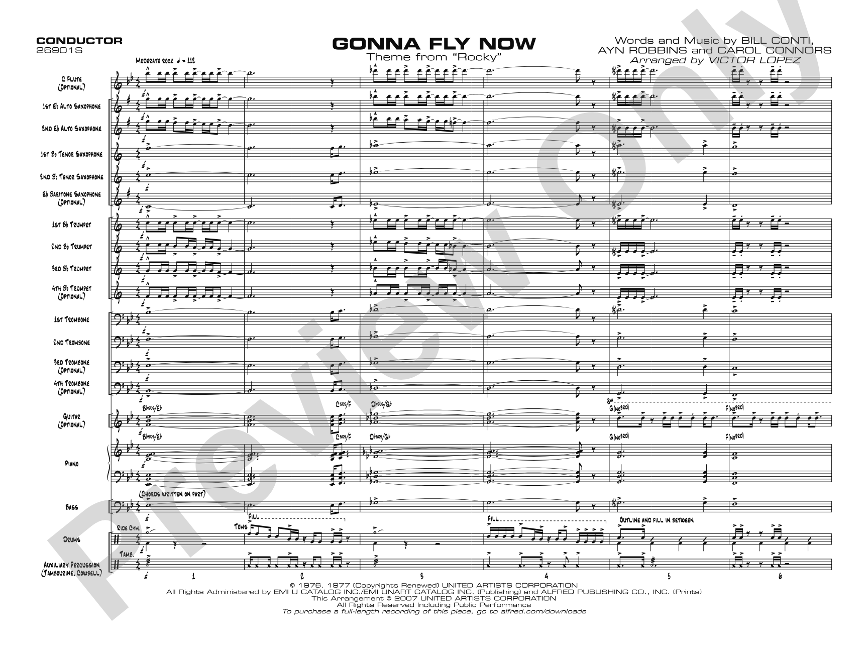 Gonna Fly Now: Jazz Ensemble Conductor Score & Parts