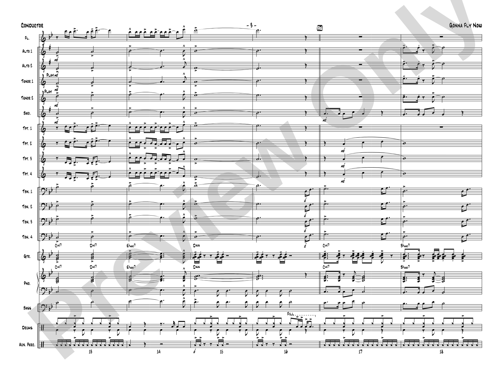 Gonna Fly Now: Jazz Ensemble Conductor Score & Parts