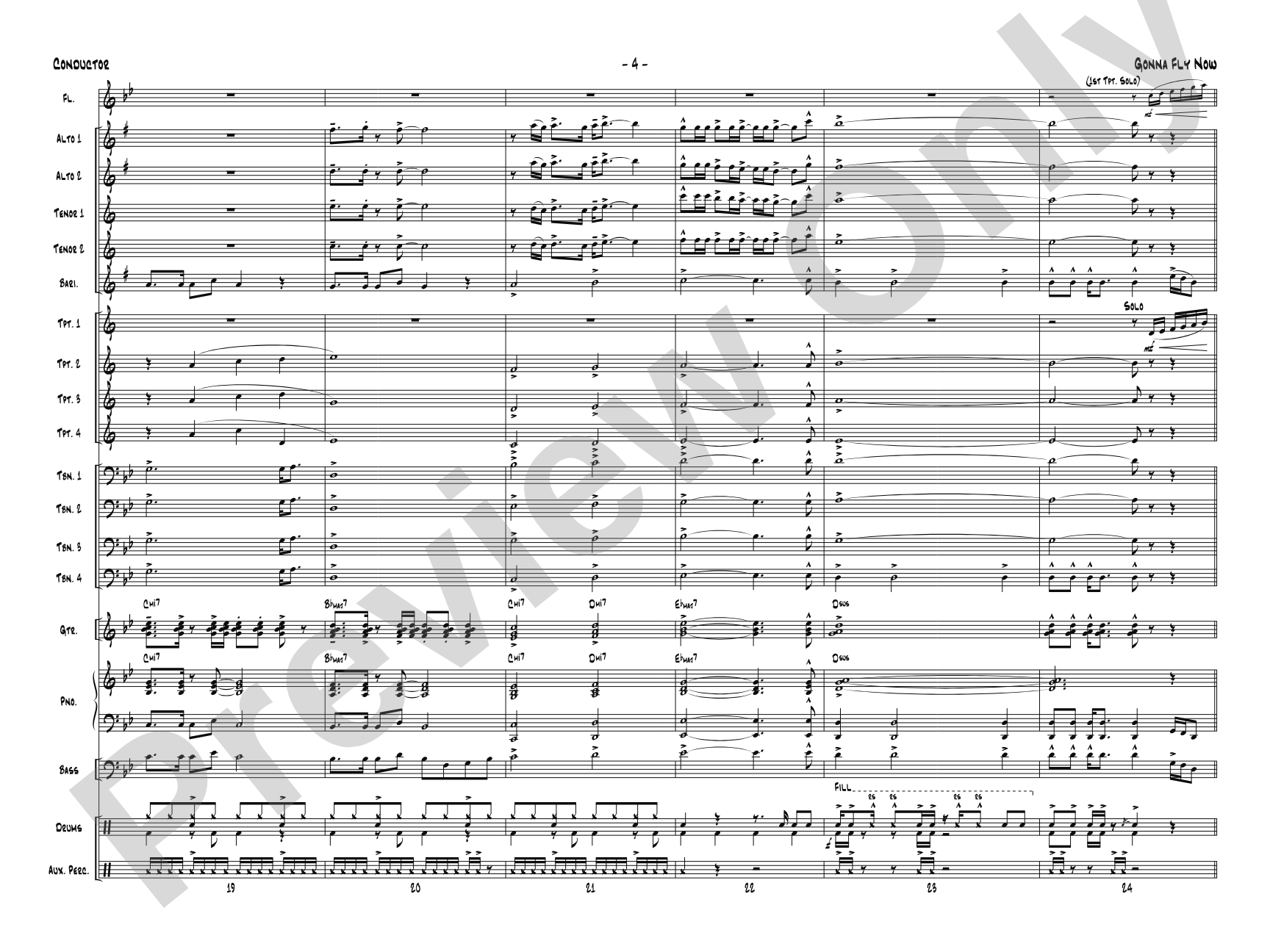 Gonna Fly Now: Jazz Ensemble Conductor Score & Parts